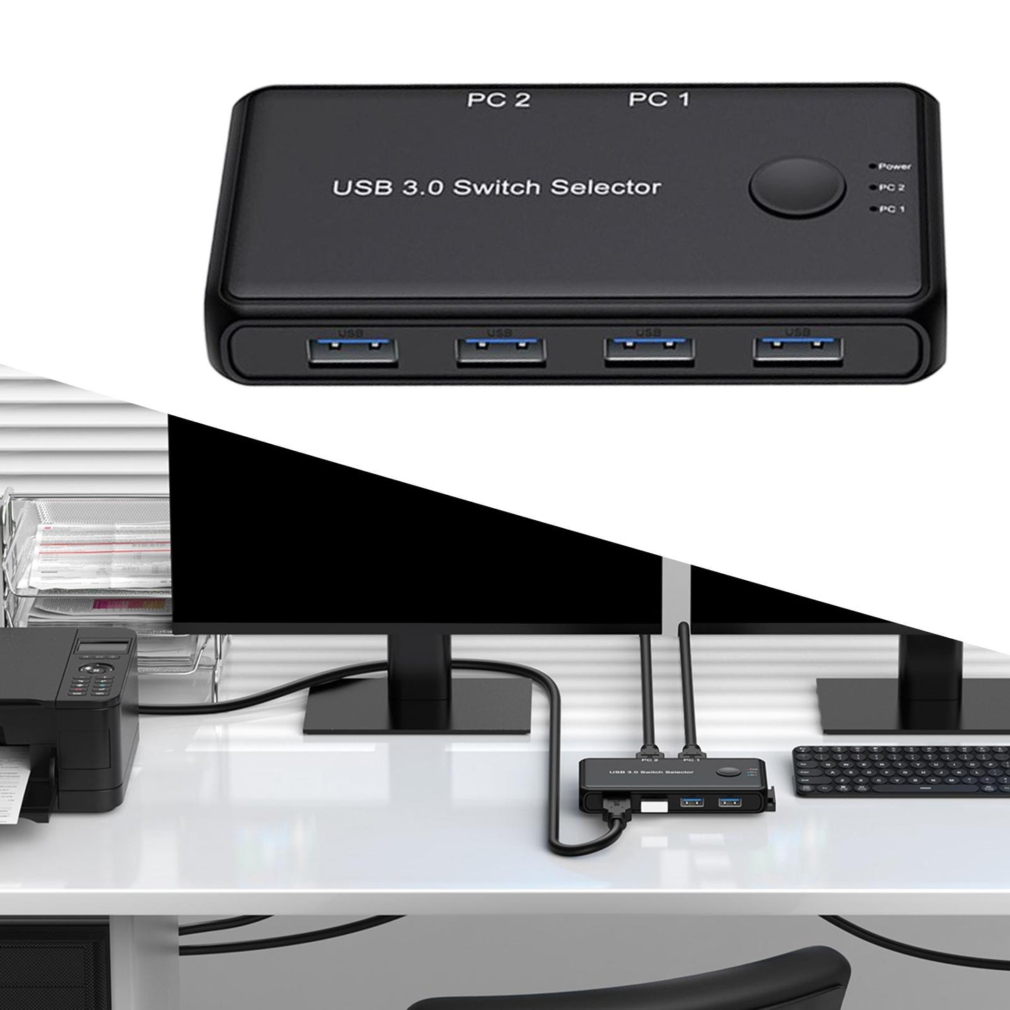 USB 3.0 Switcher Selector Two in Four Out, Stable Connection Professional