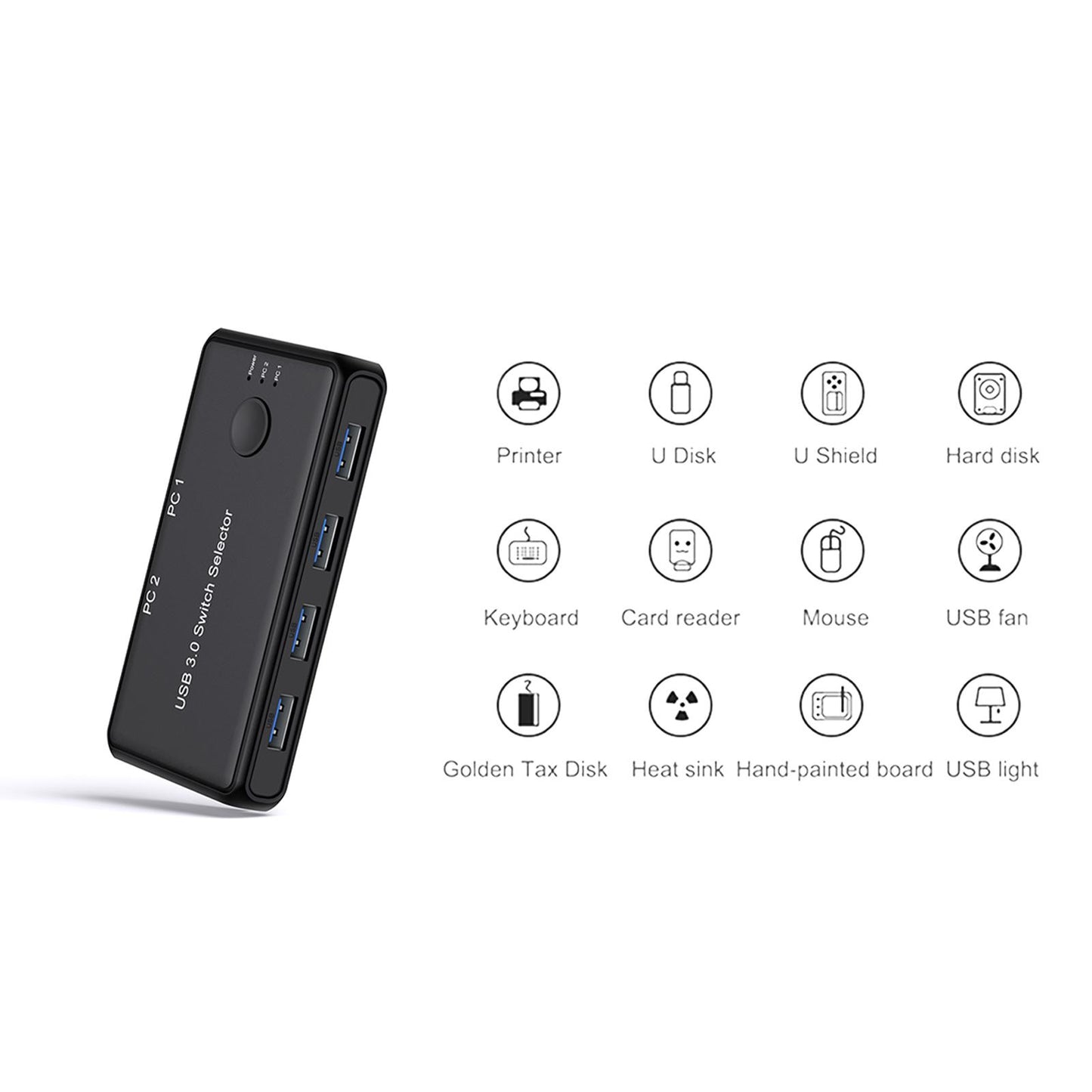 USB 3.0 Switcher Selector Two in Four Out, Stable Connection Professional