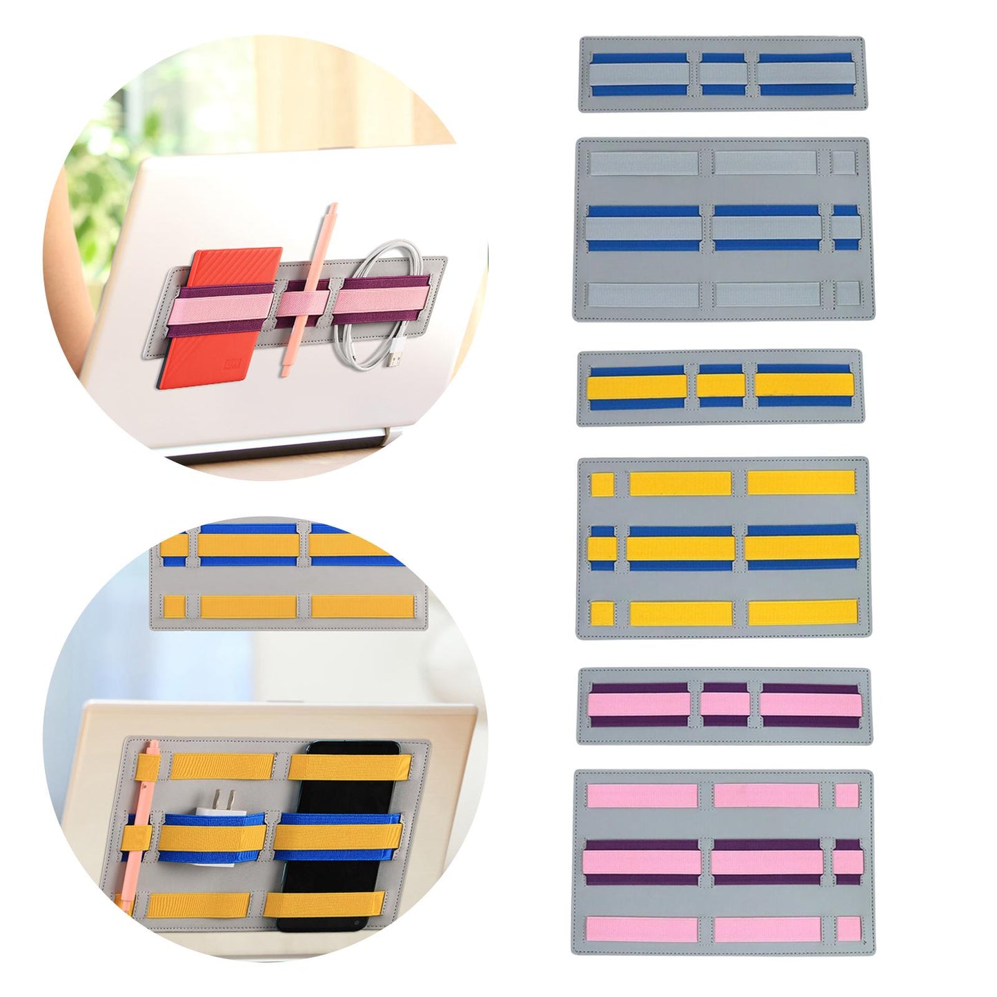 Laptop Back Storage Pocket Computer Accessories for Cables Pens Earphones Grey