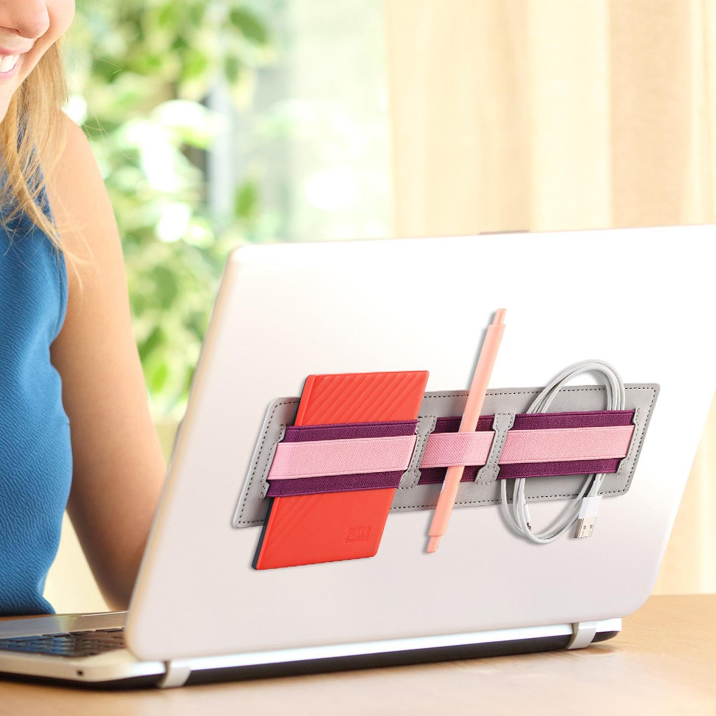 Laptop Back Storage Pocket Computer Accessories for Cables Pens Earphones Grey