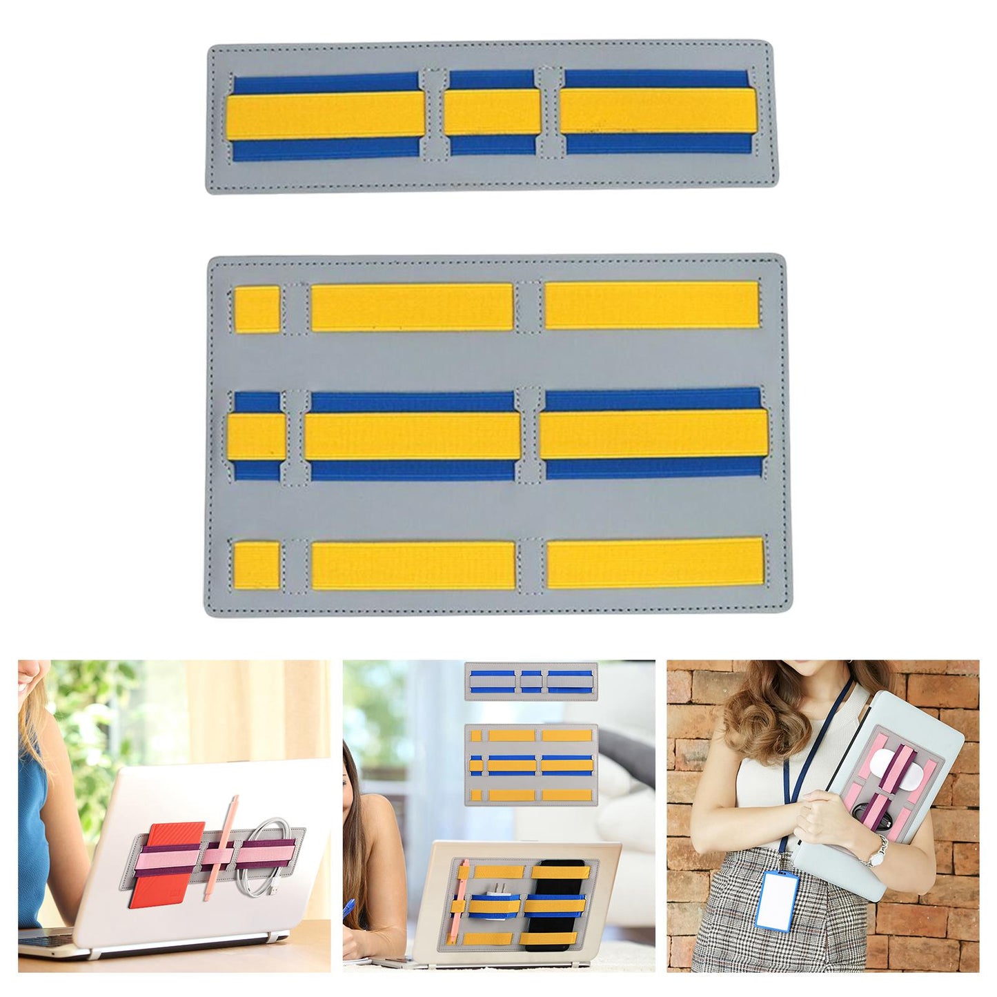 Laptop Back Storage Pocket Computer Accessories for Cables Pens Earphones Yellow