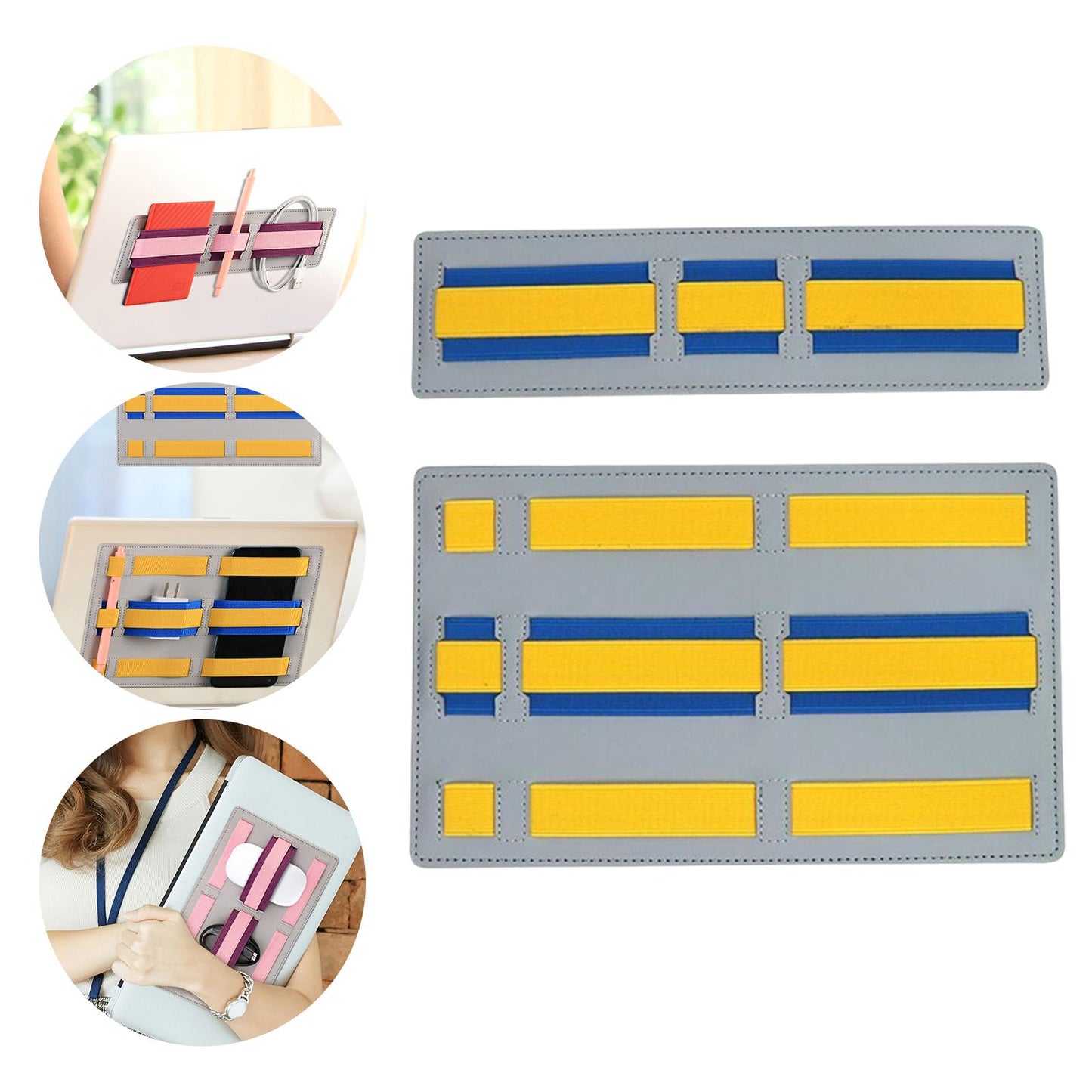 Laptop Back Storage Pocket Computer Accessories for Cables Pens Earphones Yellow