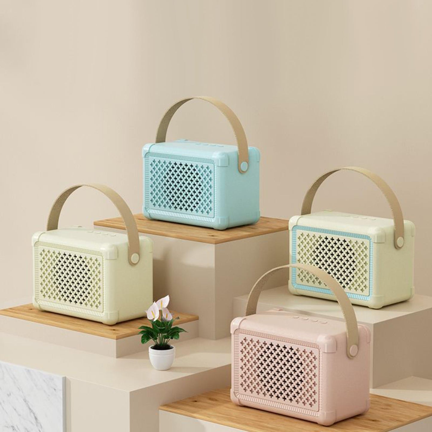 Retro Speaker Strong Bass with TF Card music Player for Office Party Blue