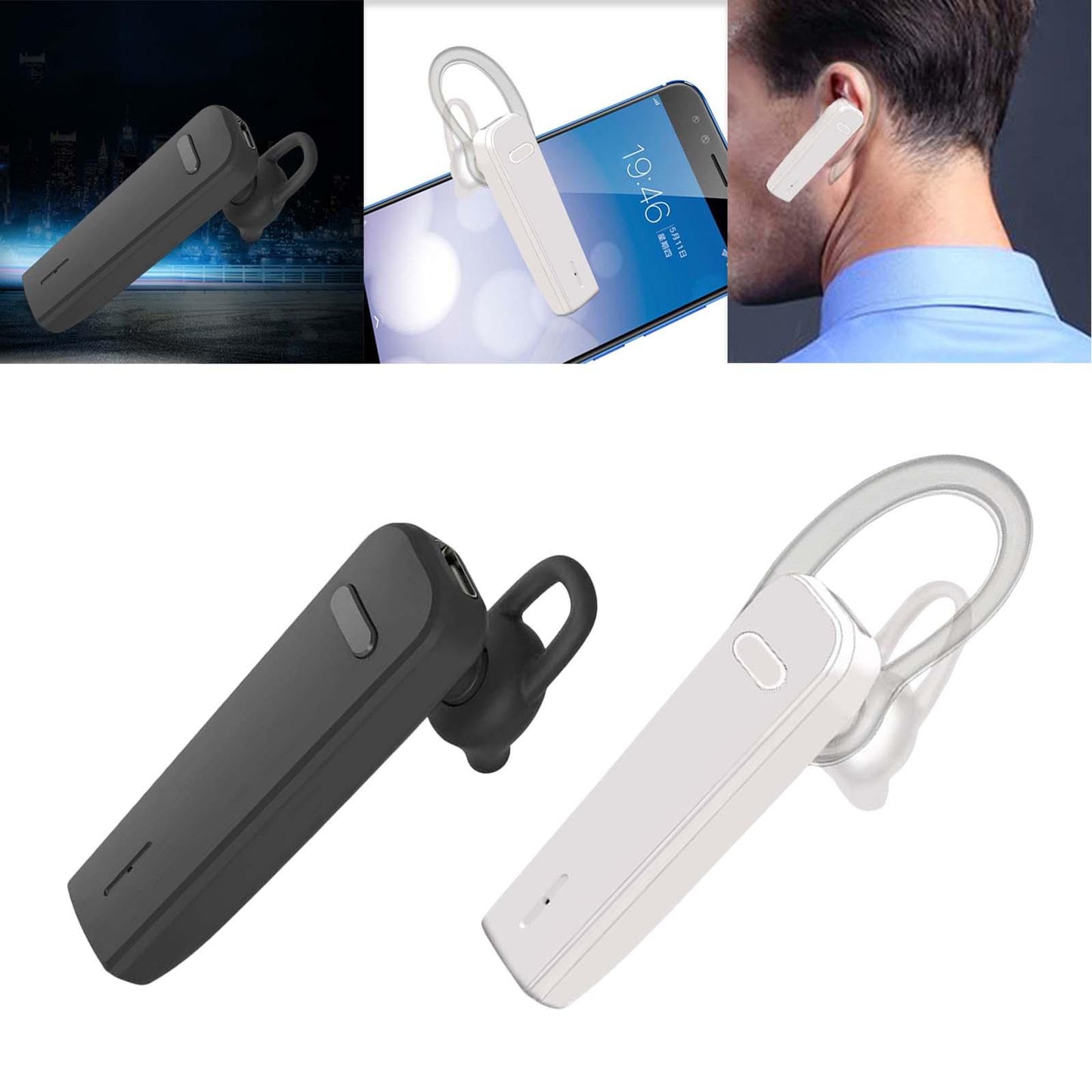 Upgraded True W Stereo Headphones Noise Cancelling in Ear for Gym Gaming Black