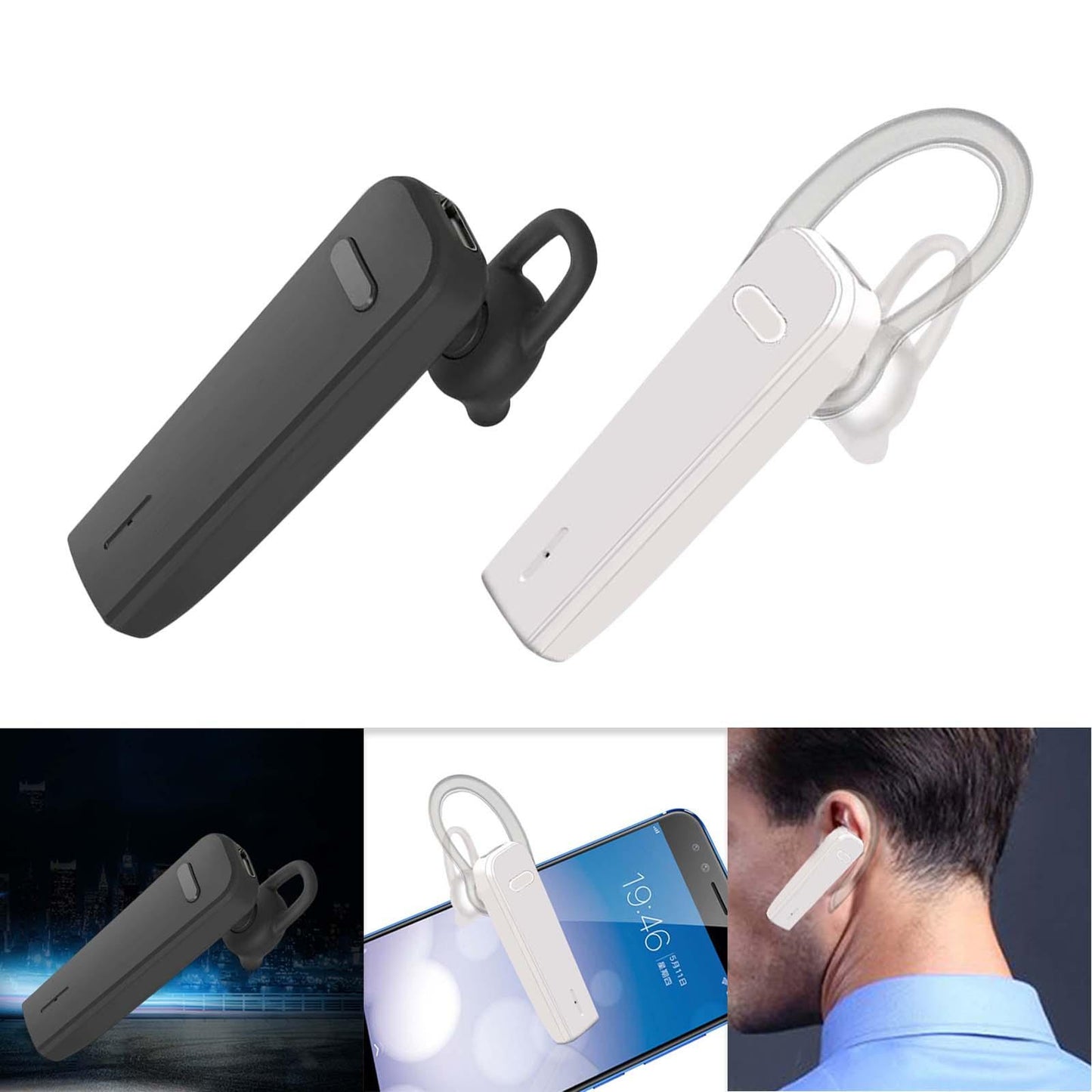 Upgraded True W Stereo Headphones Noise Cancelling in Ear for Gym Gaming Black