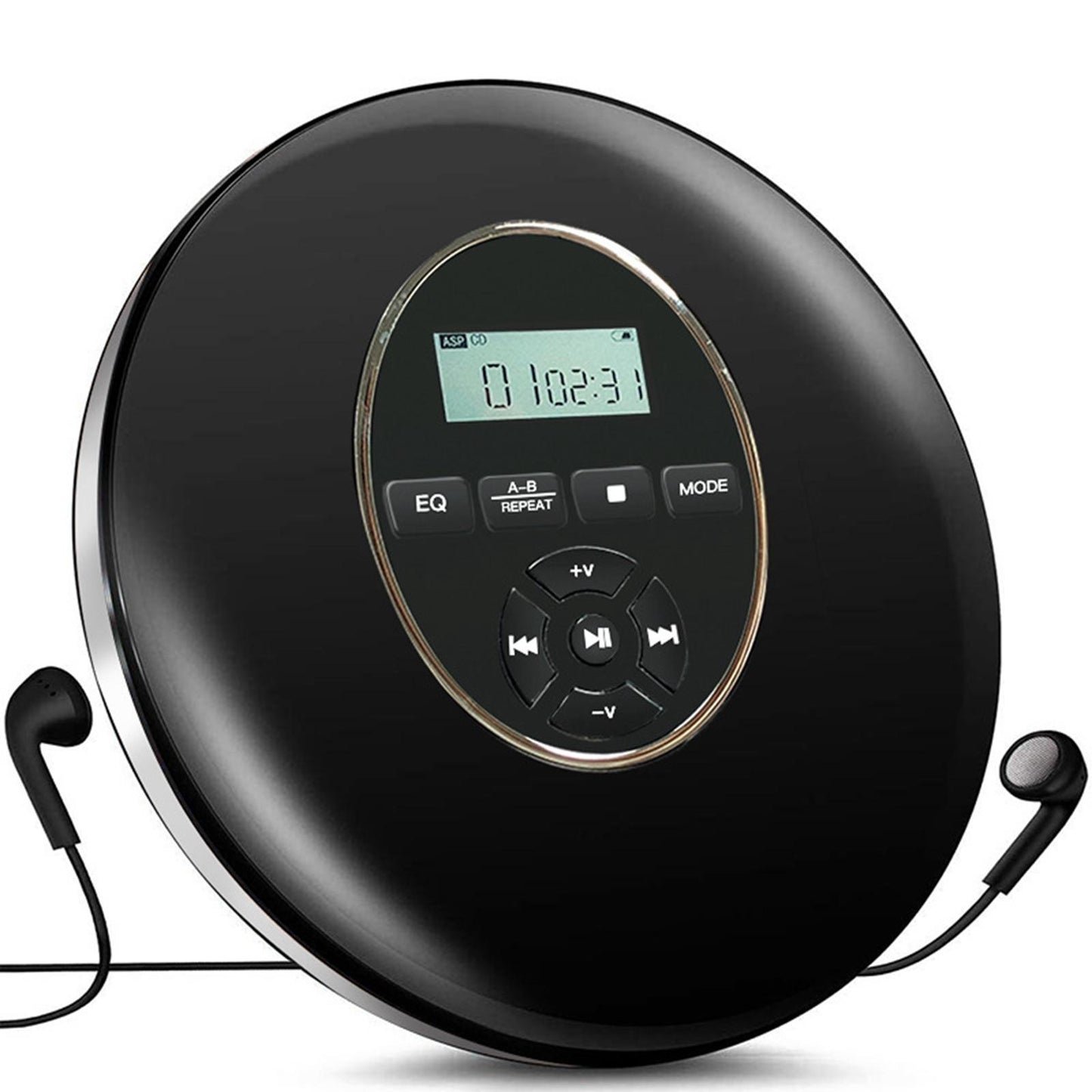 Multifunction Portable CD Player Lightweight Stereo for Running Car Black