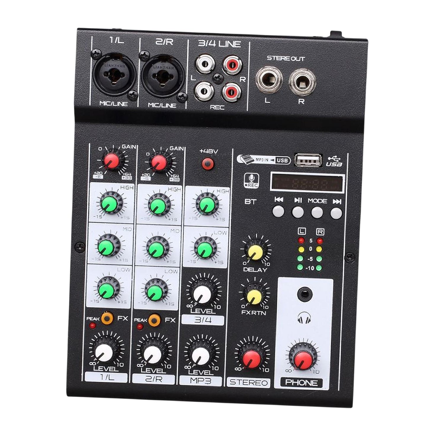 4 Channel Digital Audio Mixer for Webcast Network Live Broadcast DJ Studio