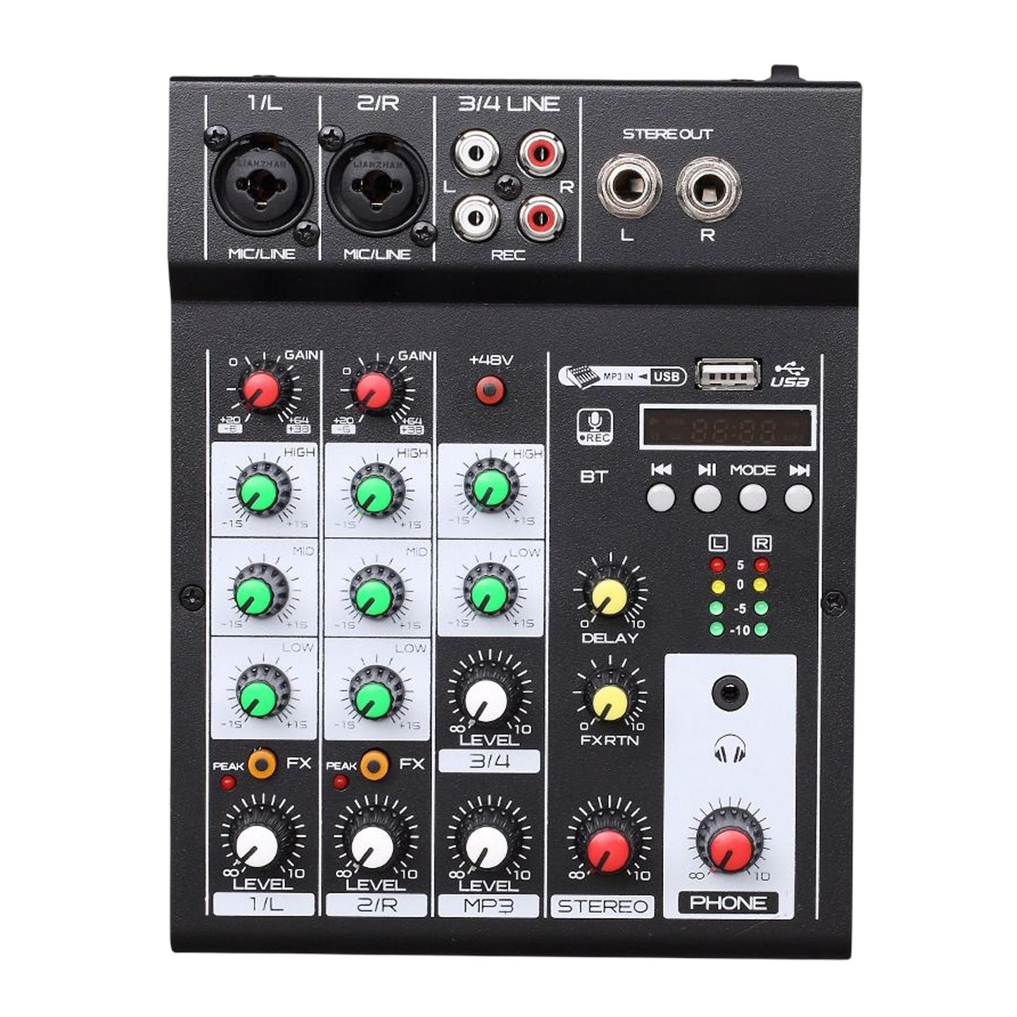 4 Channel Digital Audio Mixer for Webcast Network Live Broadcast DJ Studio