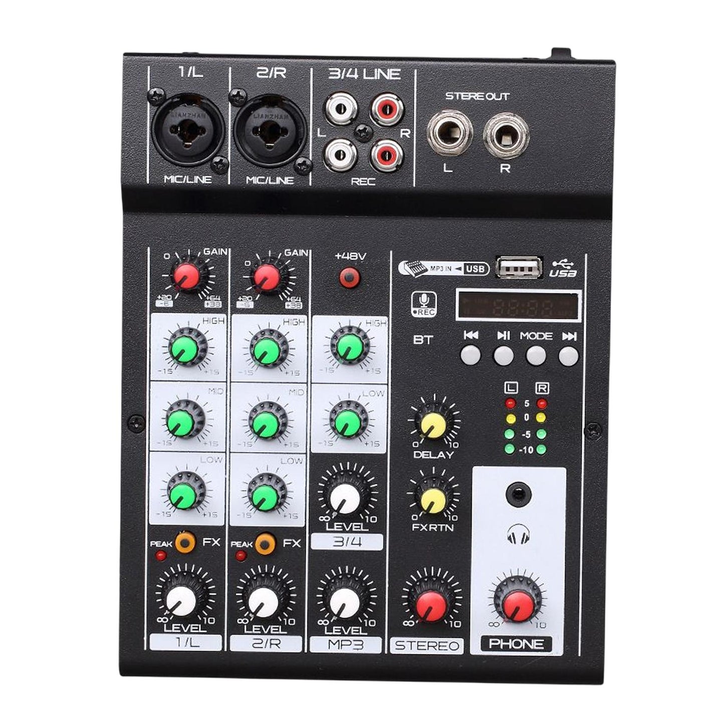 4 Channel Digital Audio Mixer for Webcast Network Live Broadcast DJ Studio
