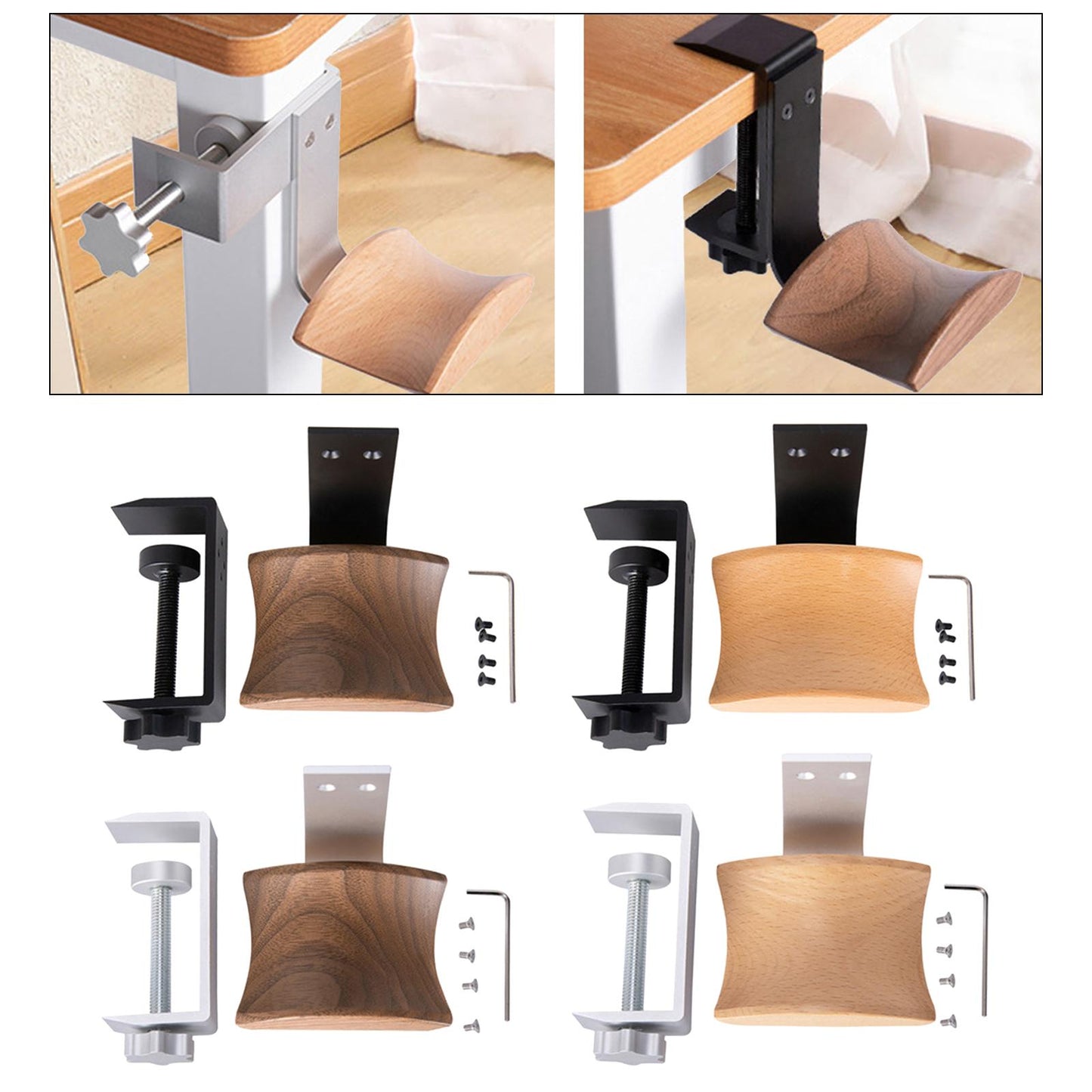 Wooden Headphone Bracket Easy to Install Clamp for Headset Table Walnut Black