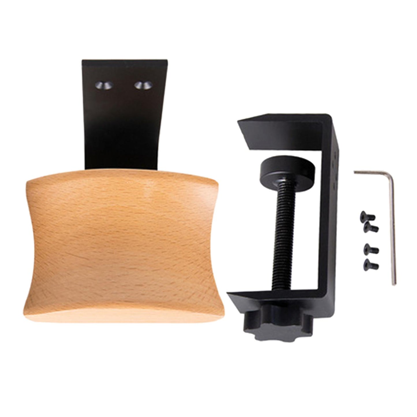 Wooden Headphone Bracket Easy to Install Clamp for Headset Table Beech Black