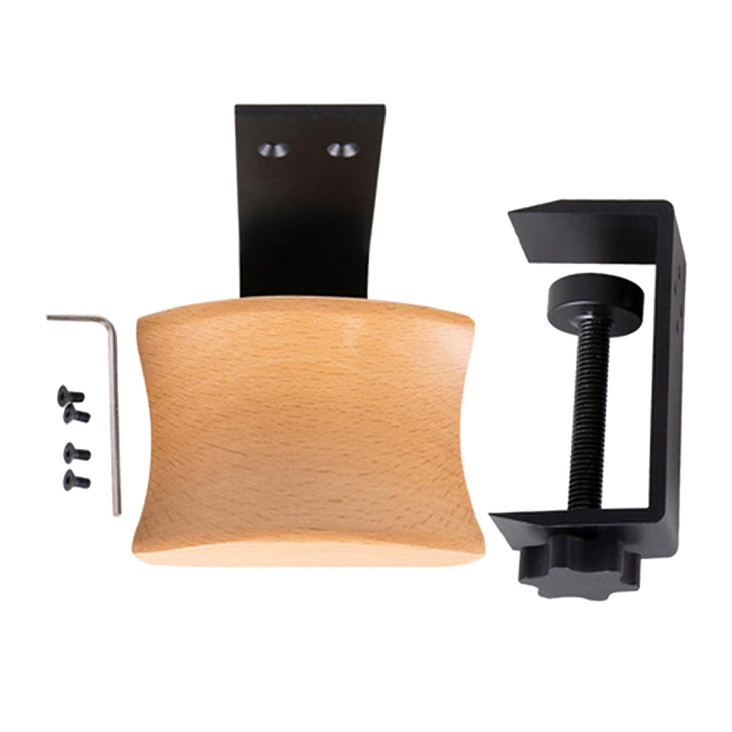 Wooden Headphone Bracket Easy to Install Clamp for Headset Table Beech Black