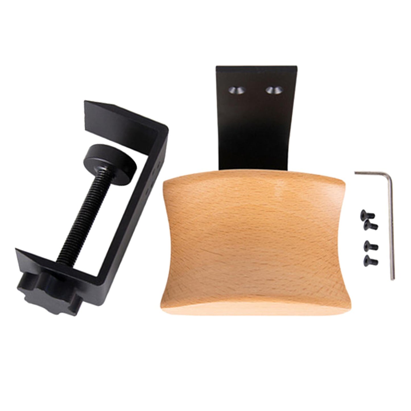 Wooden Headphone Bracket Easy to Install Clamp for Headset Table Beech Black