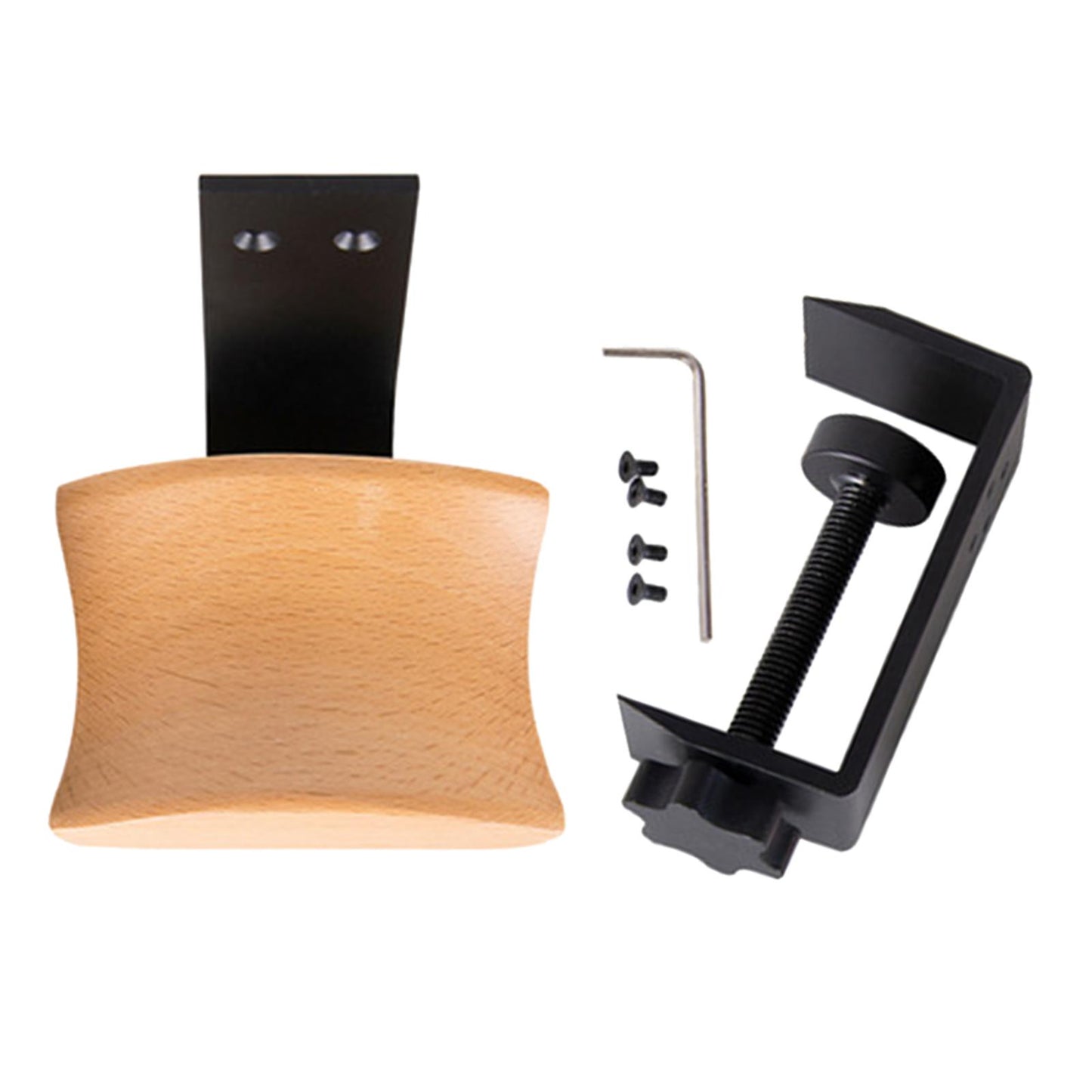 Wooden Headphone Bracket Easy to Install Clamp for Headset Table Beech Black