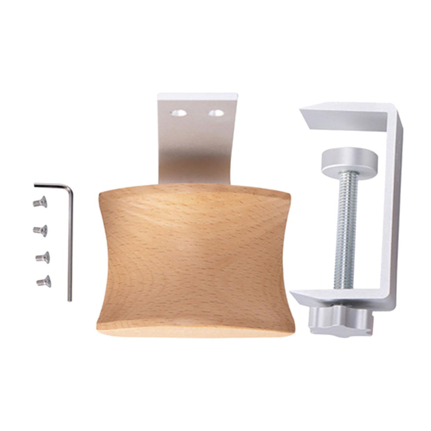 Wooden Headphone Bracket Easy to Install Clamp for Headset Table Beech Argent