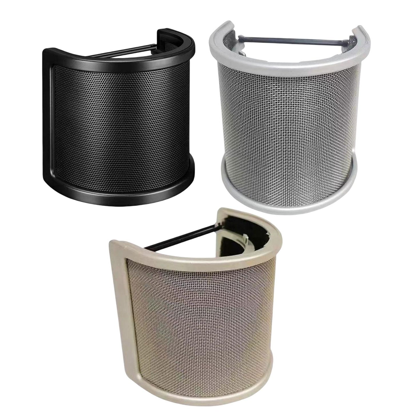 Microphone Pop Filter Mic Pop Screen Dual Layered Compact for Streaming Black