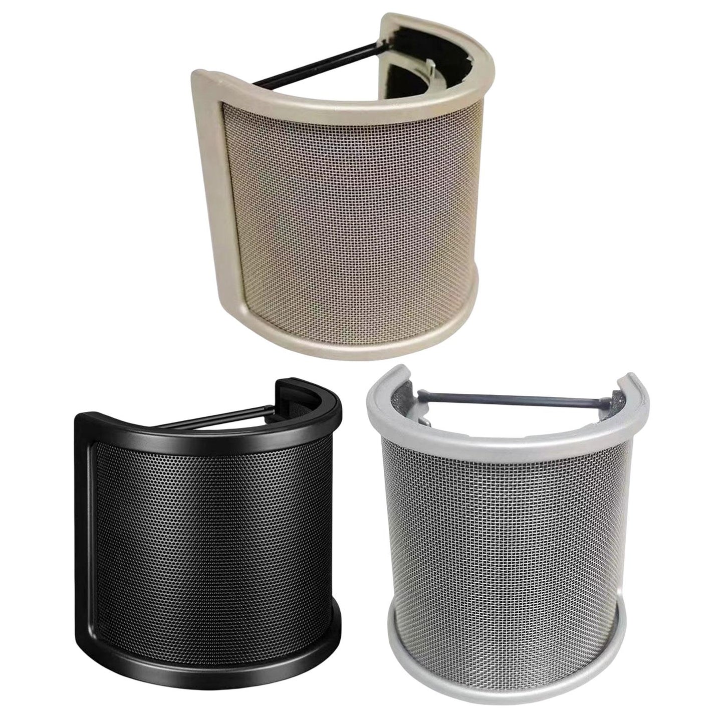 Microphone Pop Filter Mic Pop Screen Dual Layered Compact for Streaming Black