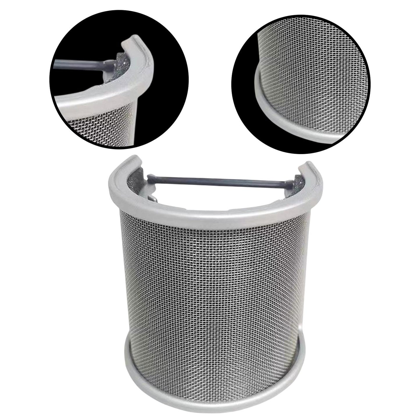Microphone Pop Filter Mic Pop Screen Dual Layered Compact for Streaming Argent