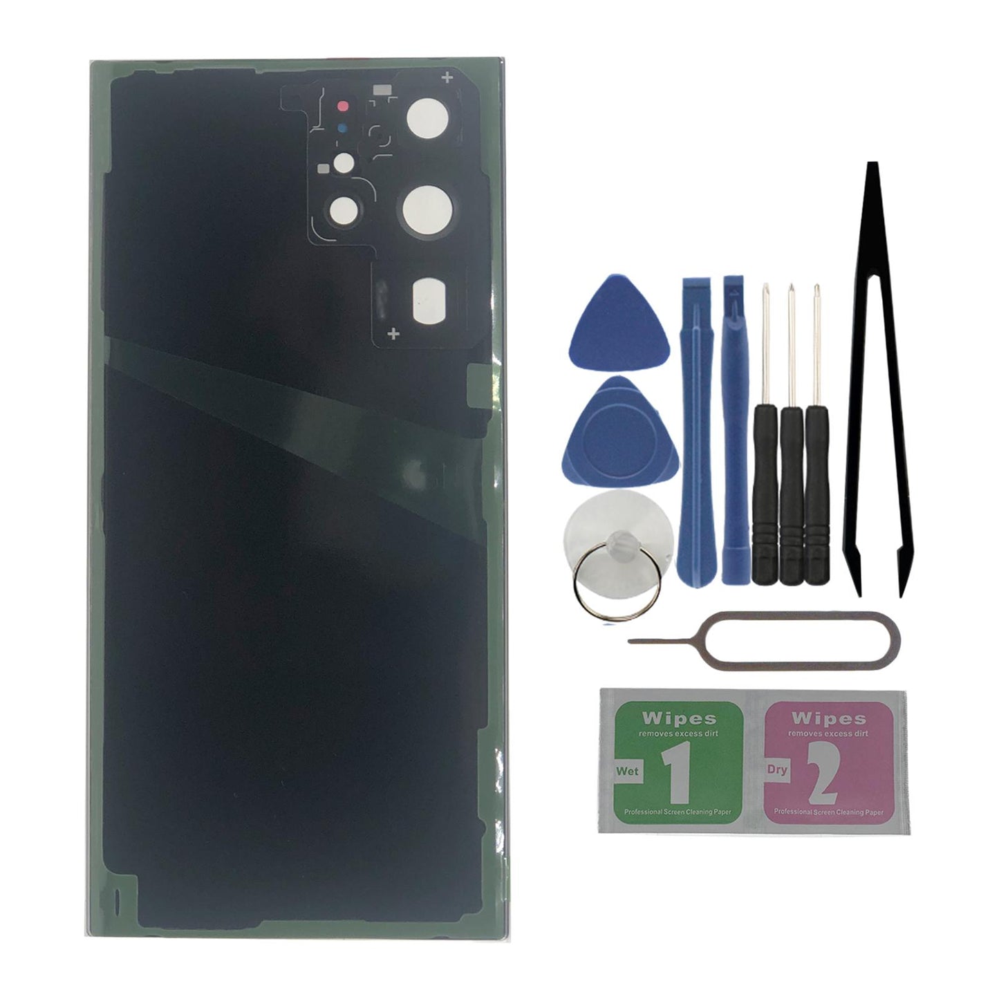 Rear Panel Back Glass Door Cover with Pre Install Tapes w/Tools for S908U Black