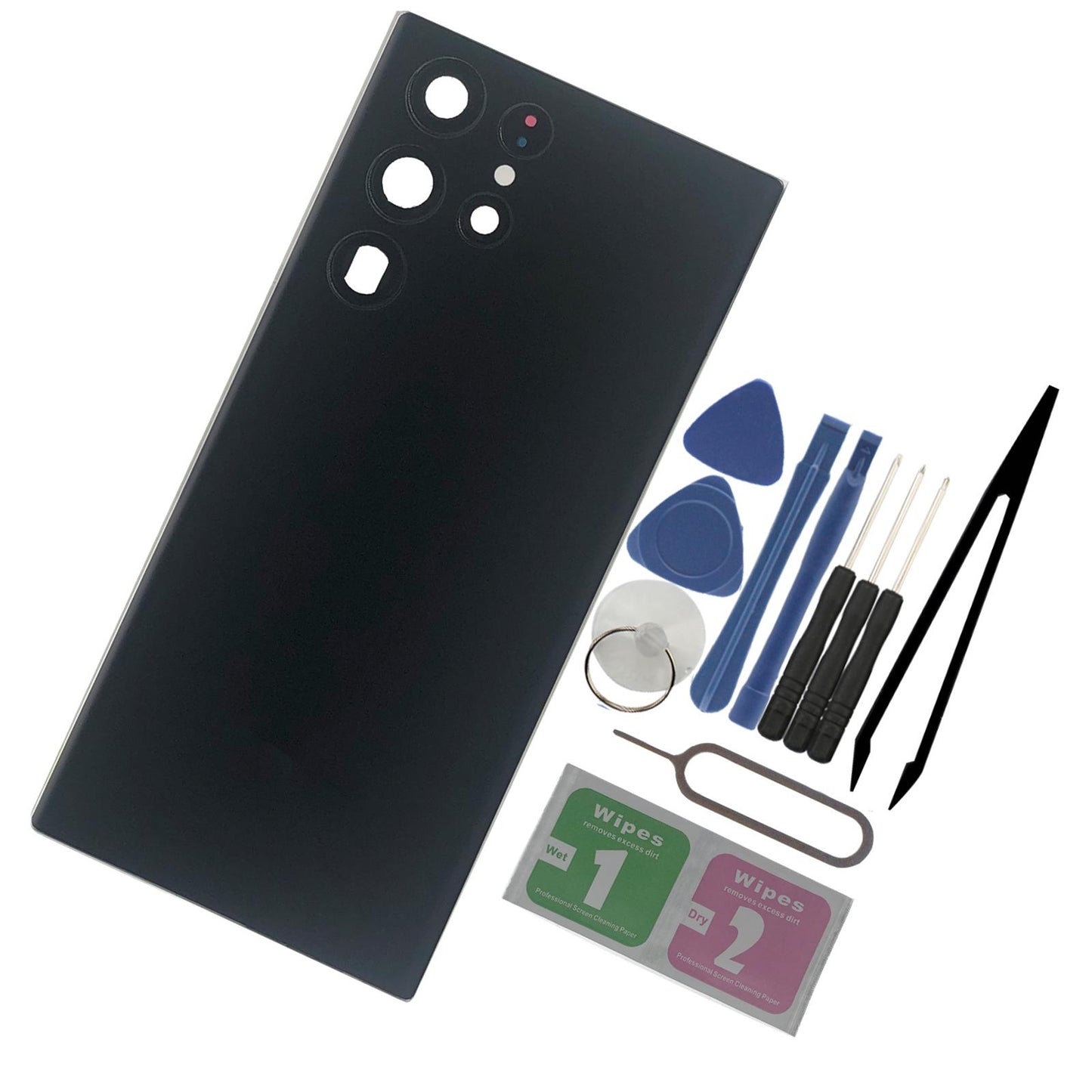 Rear Panel Back Glass Door Cover with Pre Install Tapes w/Tools for S908U Black