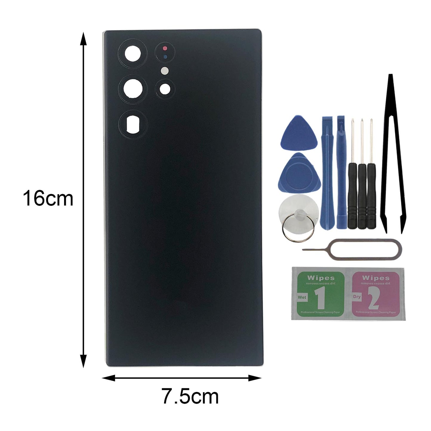 Rear Panel Back Glass Door Cover with Pre Install Tapes w/Tools for S908U Black