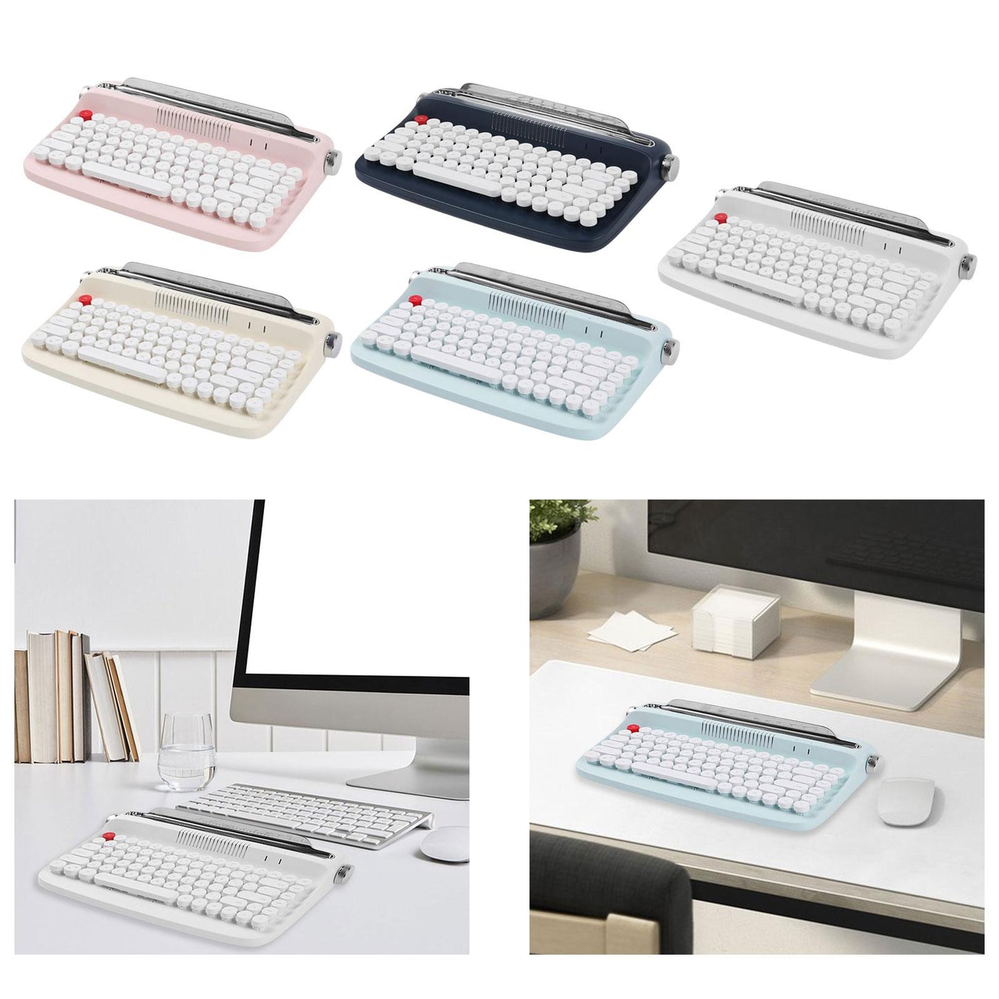 Typewriter Keyboard 84 Keys Bluetooth5.0 Professional Compact for Tablet white