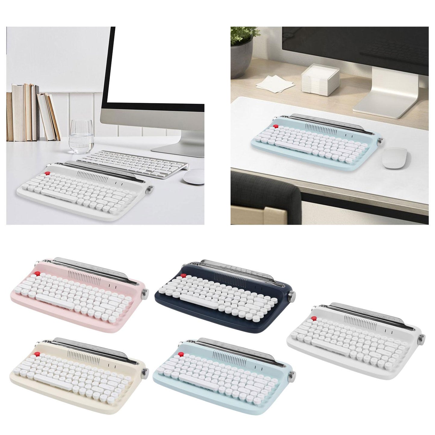 Typewriter Keyboard 84 Keys Bluetooth5.0 Professional Compact for Tablet white