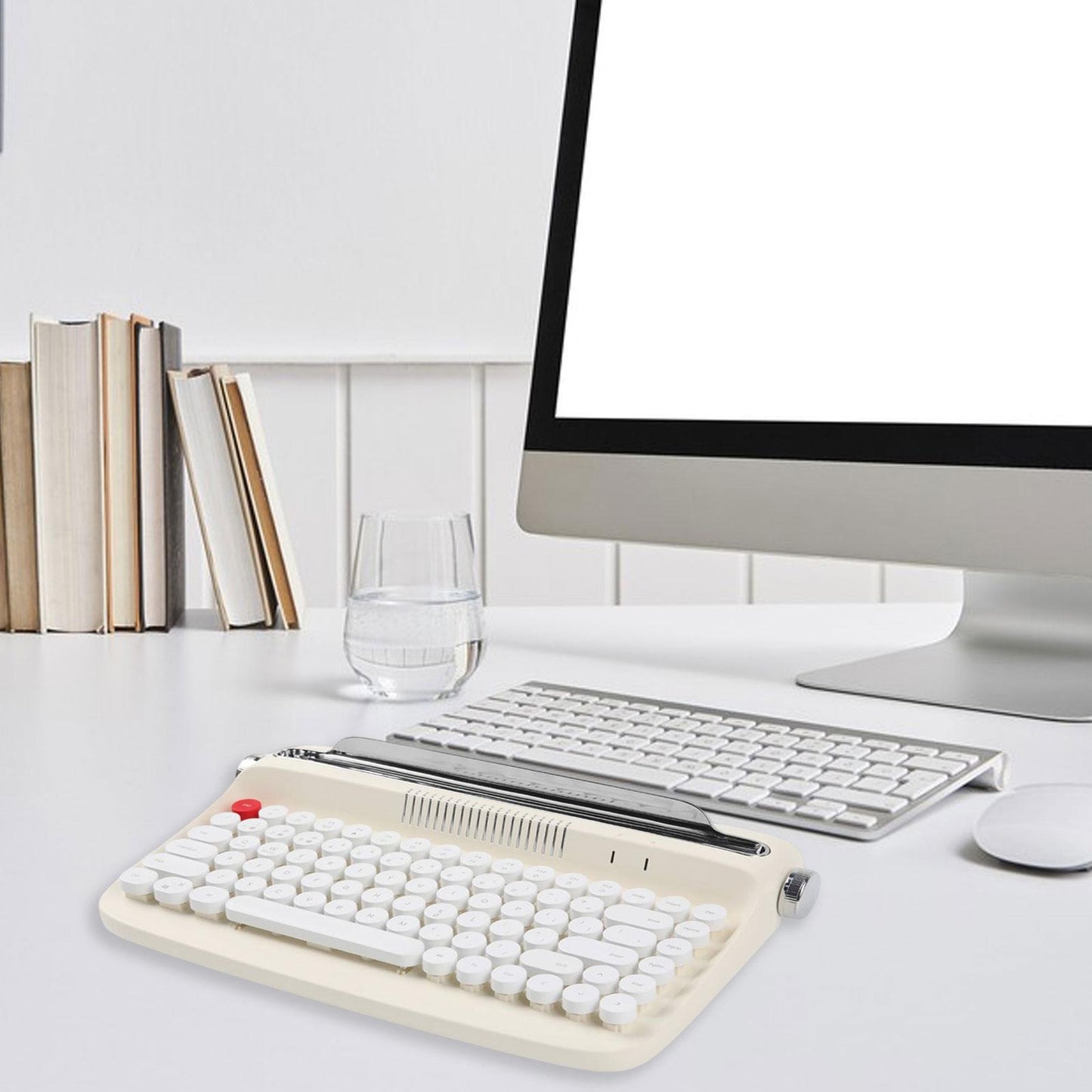 Typewriter Keyboard 84 Keys Bluetooth5.0 Professional Compact for Tablet beige