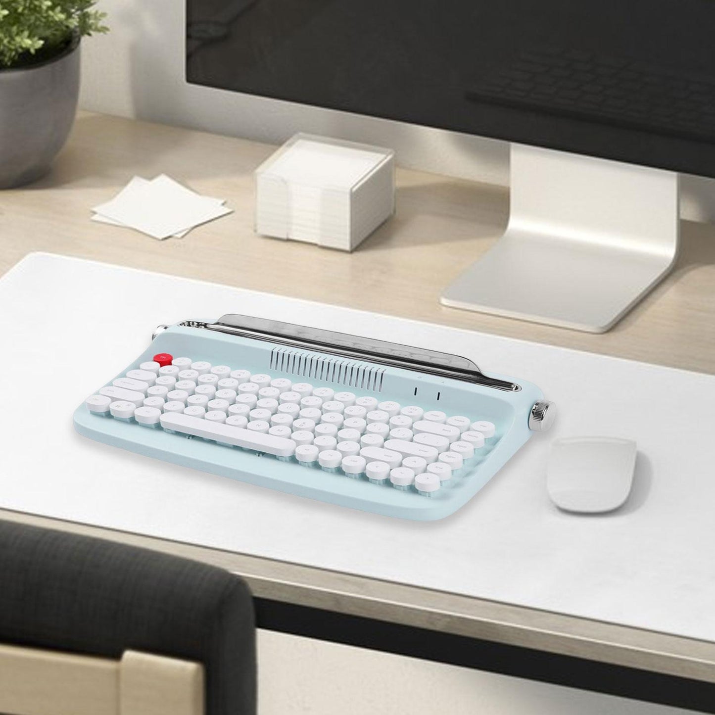 Typewriter Keyboard 84 Keys Bluetooth5.0 Professional Compact for Tablet light green