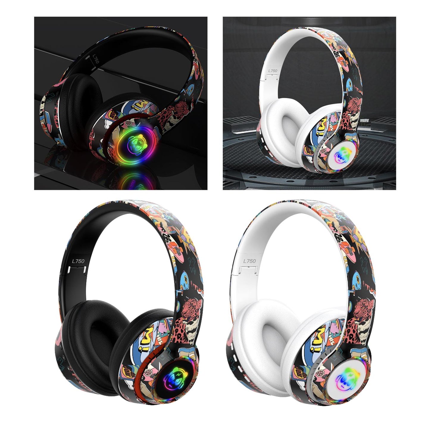 Wireless 5.1 Headphones Lightweight Over Ear for Travel PC Laptop Black