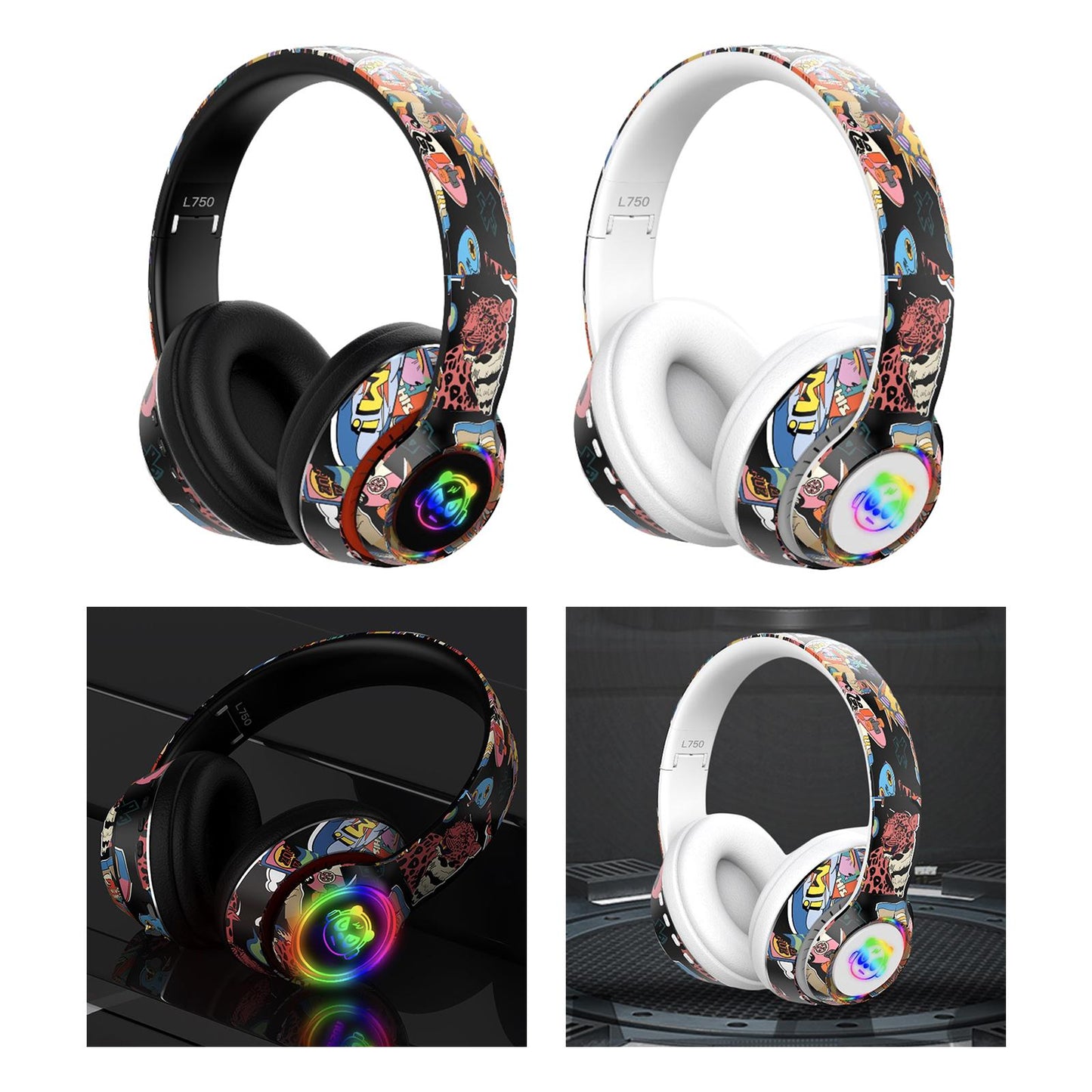 Wireless 5.1 Headphones Lightweight Over Ear for Travel PC Laptop Black