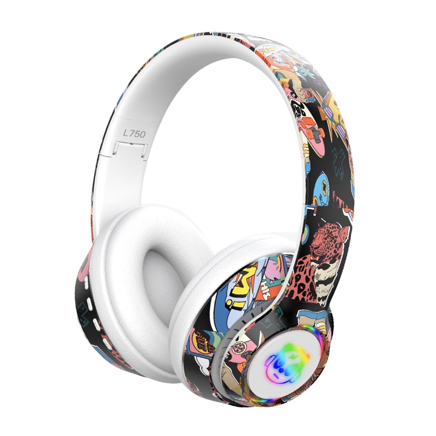 Wireless 5.1 Headphones Lightweight Over Ear for Travel PC Laptop White