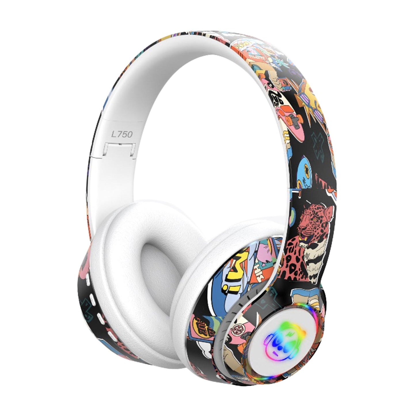 Wireless 5.1 Headphones Lightweight Over Ear for Travel PC Laptop White