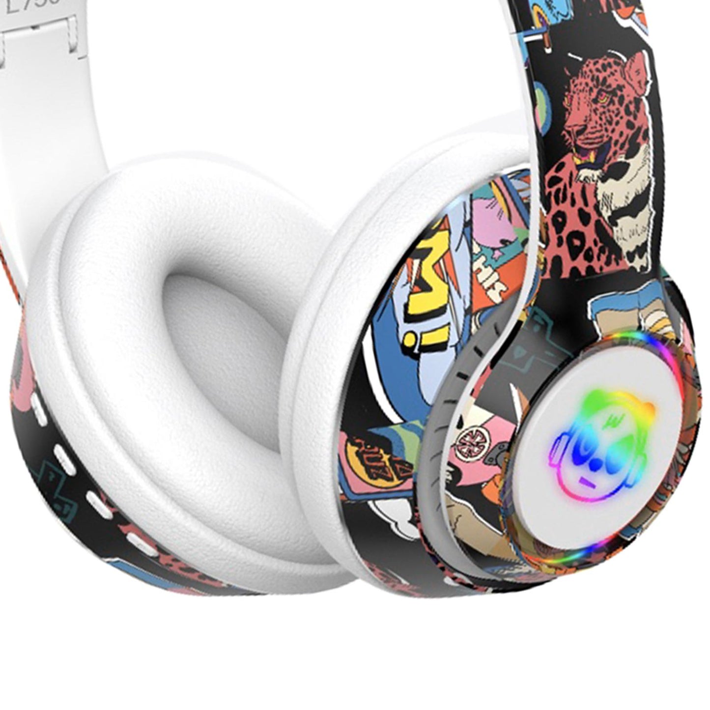 Wireless 5.1 Headphones Lightweight Over Ear for Travel PC Laptop White