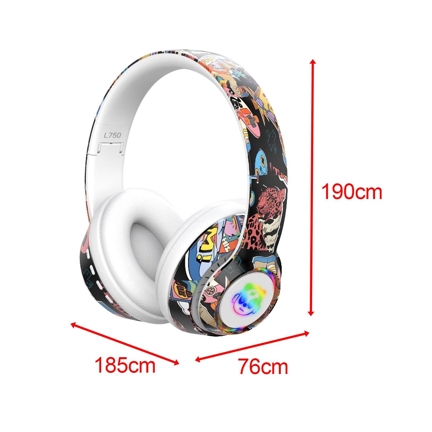 Wireless 5.1 Headphones Lightweight Over Ear for Travel PC Laptop White