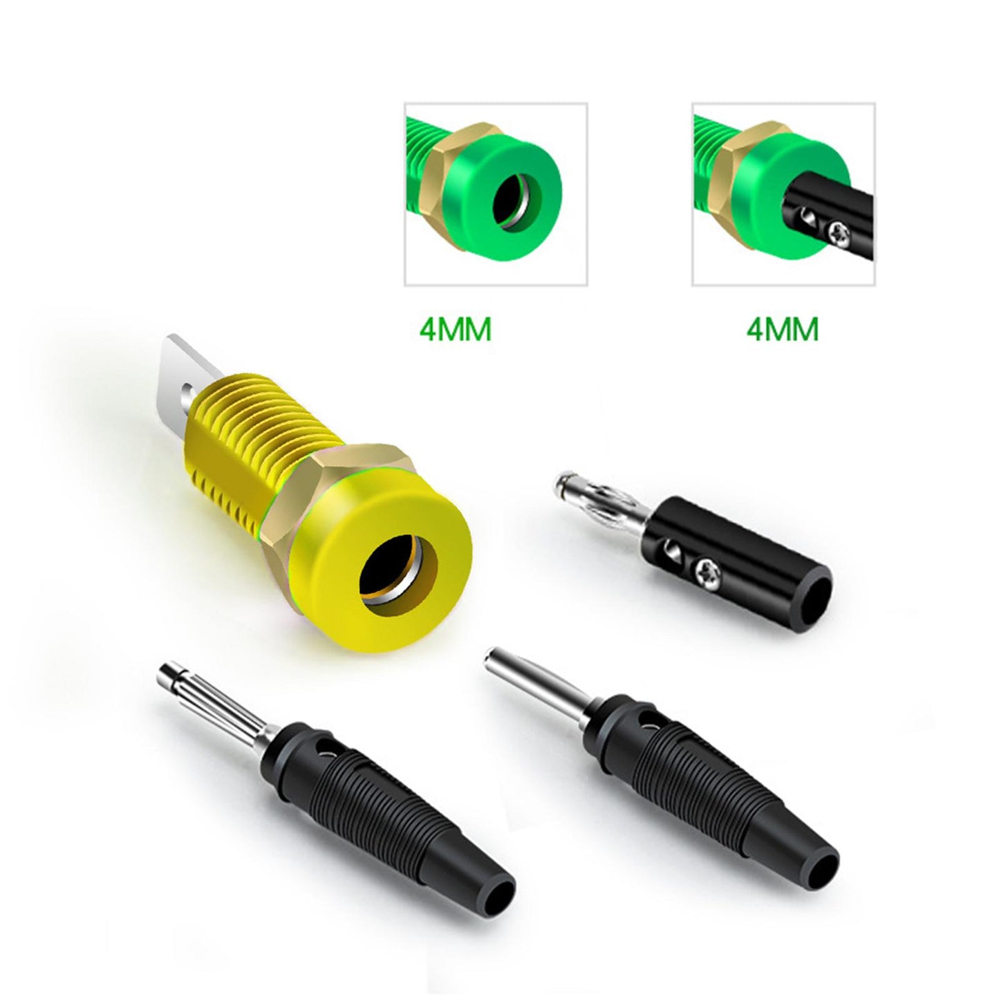 4mm Banana Socket Copper Terminal Post Banana Plug Accessory Premium Yellow