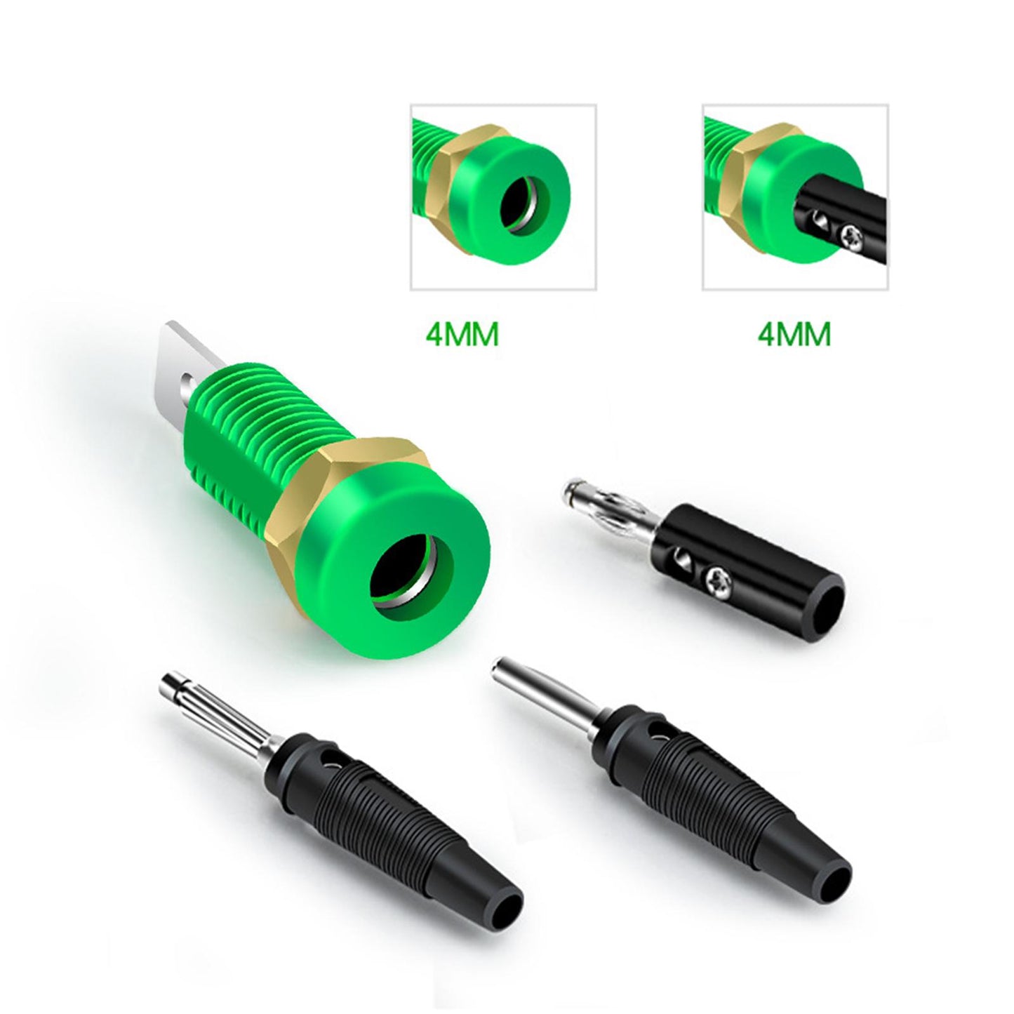 4mm Banana Socket Copper Terminal Post Banana Plug Accessory Premium Green