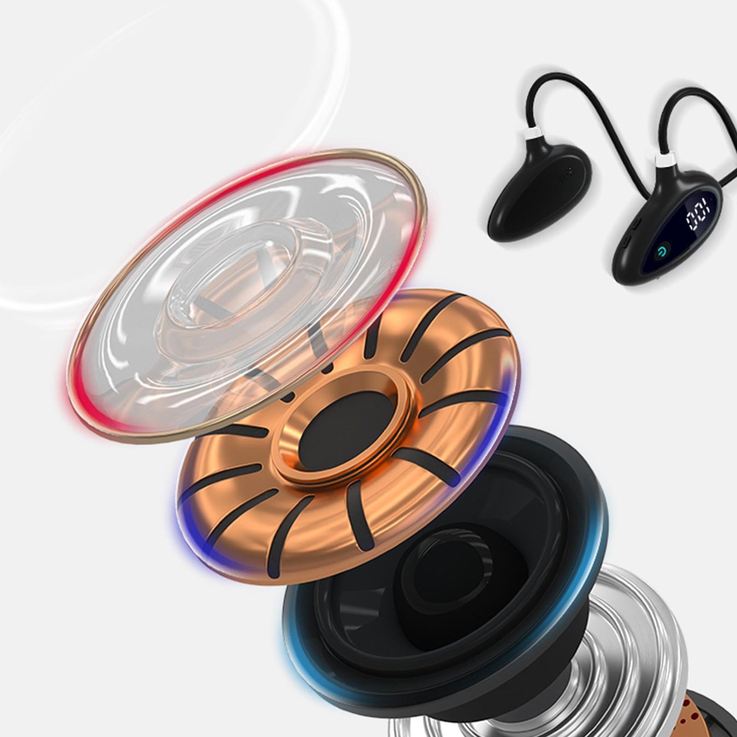 Sports Air Conduction Headset HiFi Lossless Sound Lightweight for Climbing Black