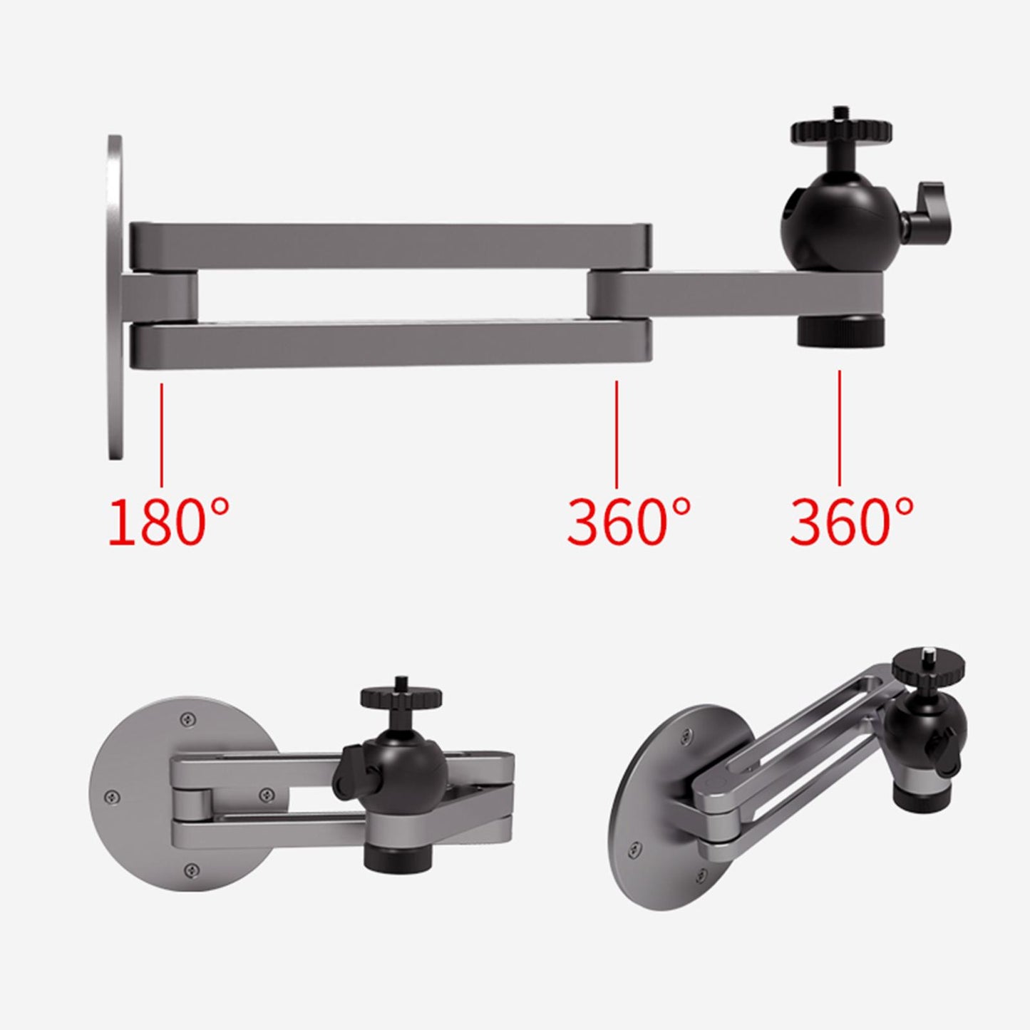 Aluminum Alloy Wall Mount Bracket 360° Rotate Rack for Home Bedroom Office