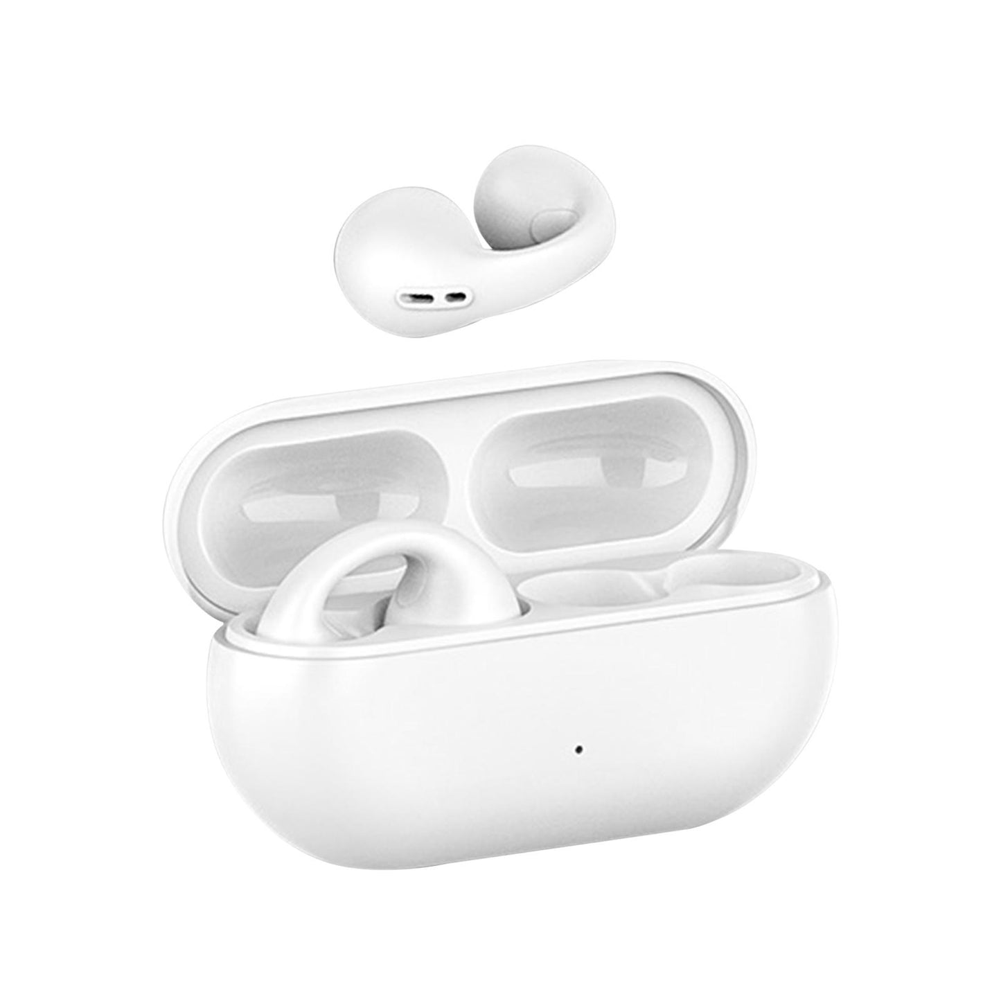 Ear Clip Wireless Earphones Low Latency Noise Reduction for Running Sports White