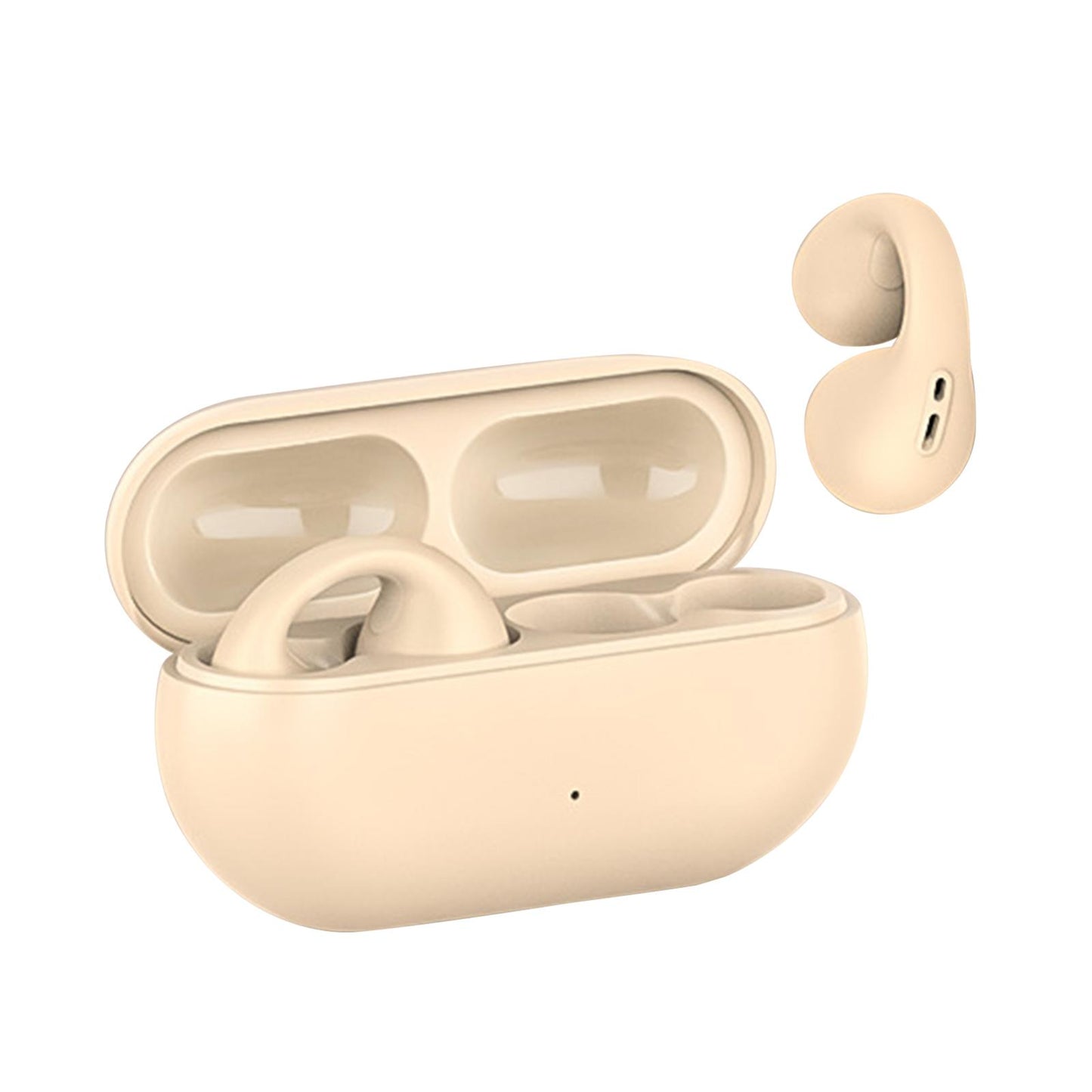 Ear Clip Wireless Earphones Low Latency Noise Reduction for Running Sports Beige