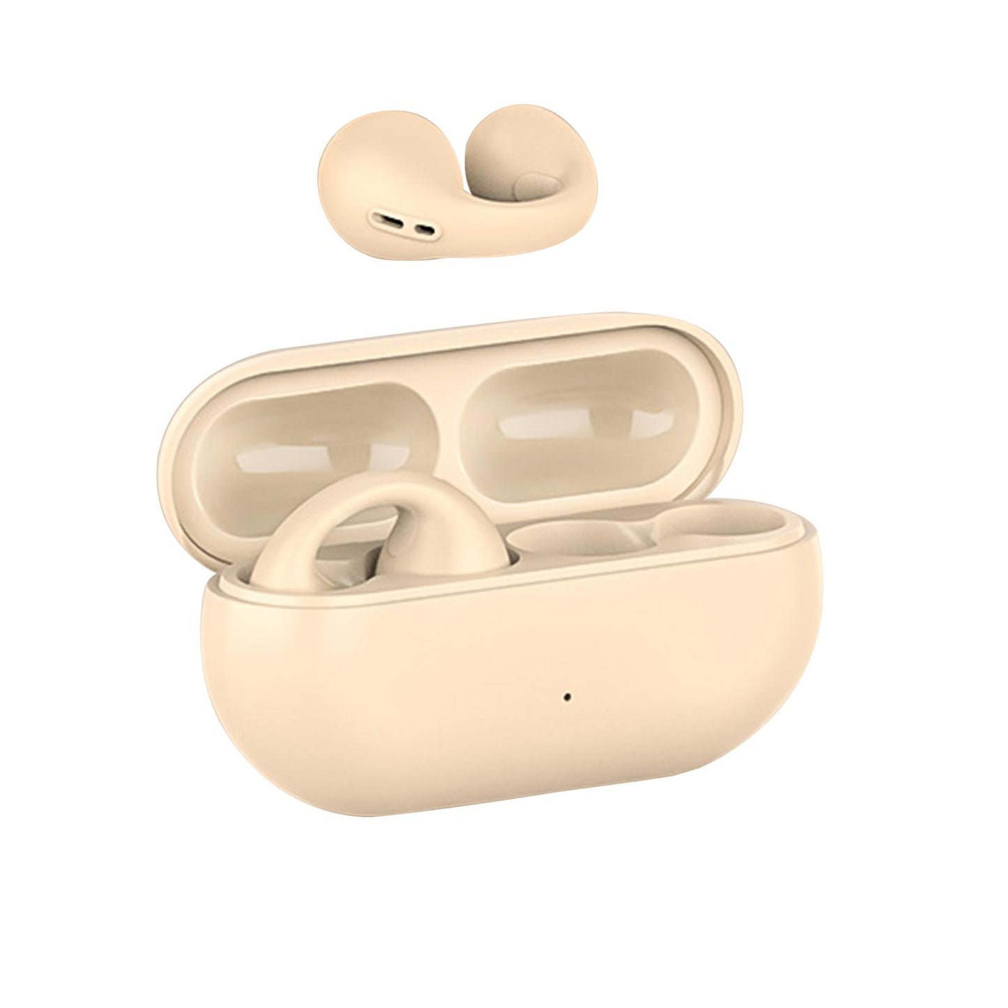 Ear Clip Wireless Earphones Low Latency Noise Reduction for Running Sports Beige