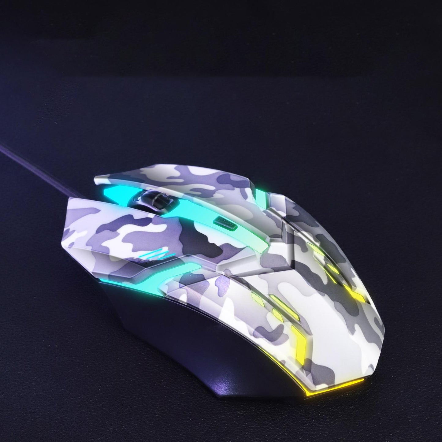 Keyboard Mouse Headphone Memory Foam Earmuffs Mouse Plug and Play Ergonomic Camouflage white