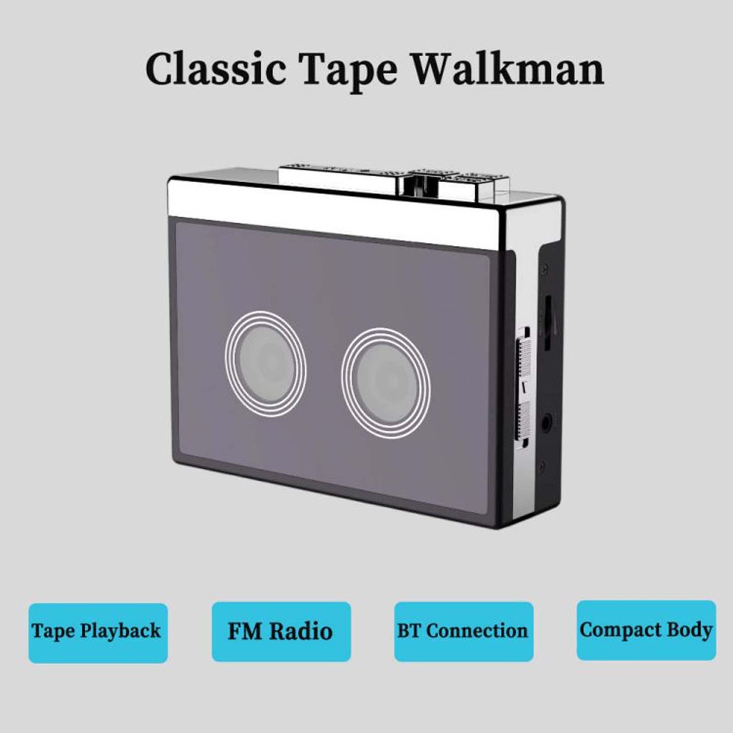 Walkman Cassette Player FM Radio Retro Style Walkman for Language Learning