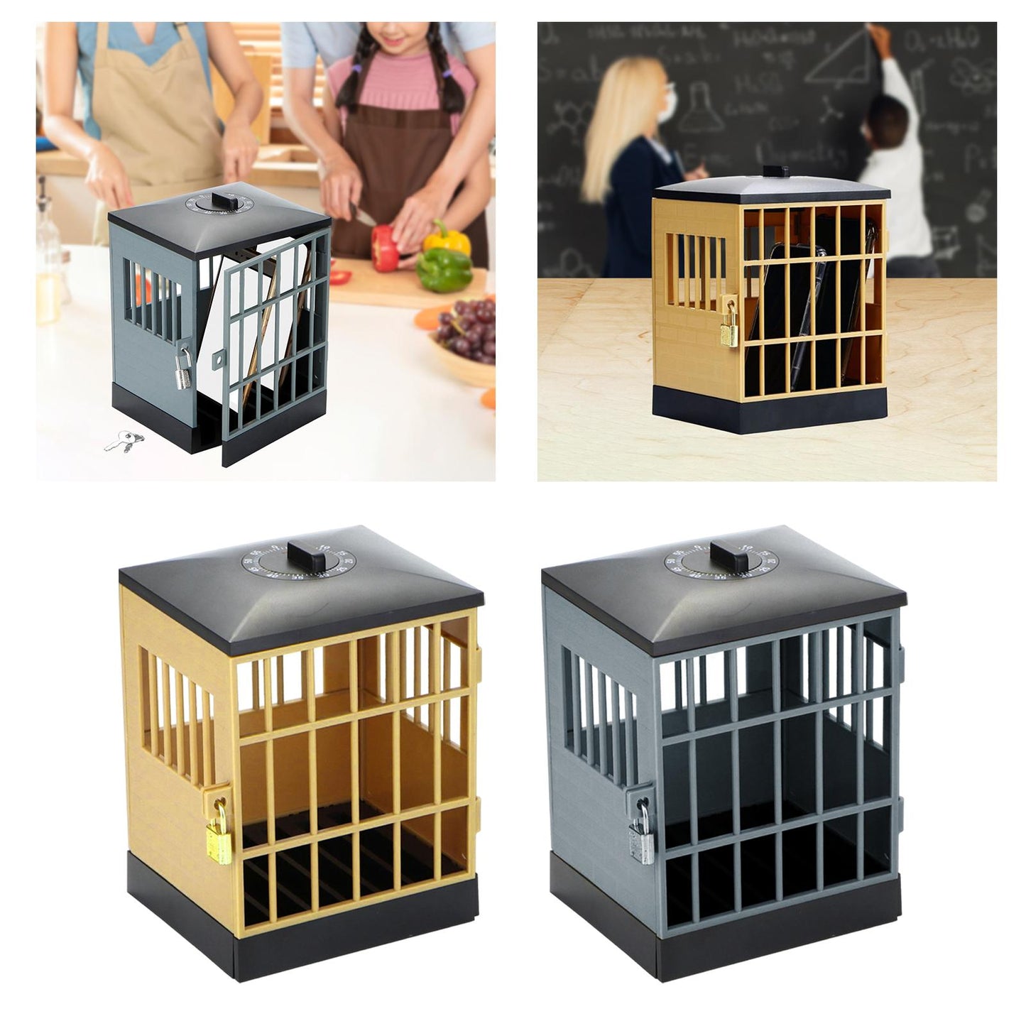 Phone Lock Box Jail Prison Gift Gadget Novelty for Cell Phones Kids Adults Black,Khaki