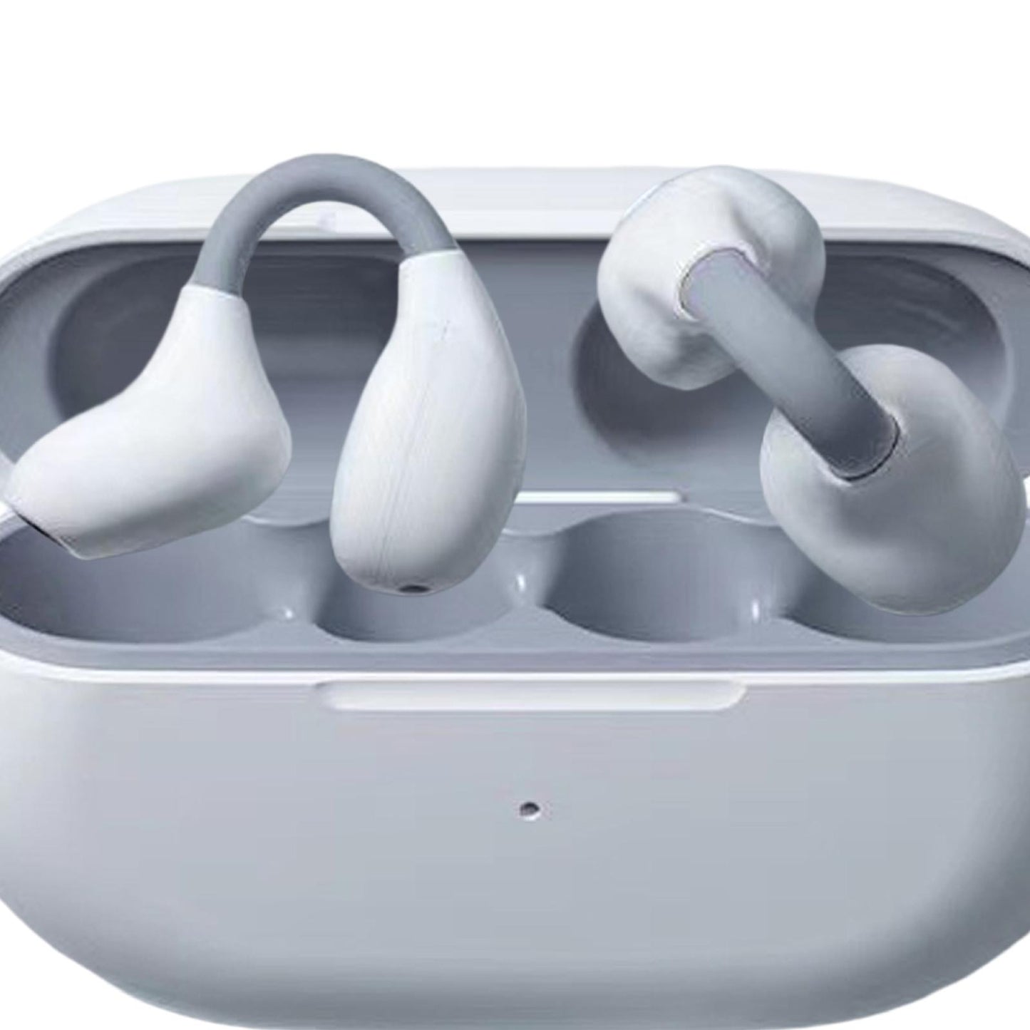 Ear Clip Wireless Earbuds Auto Pairing Calling for Driving Fitness Business White Gray