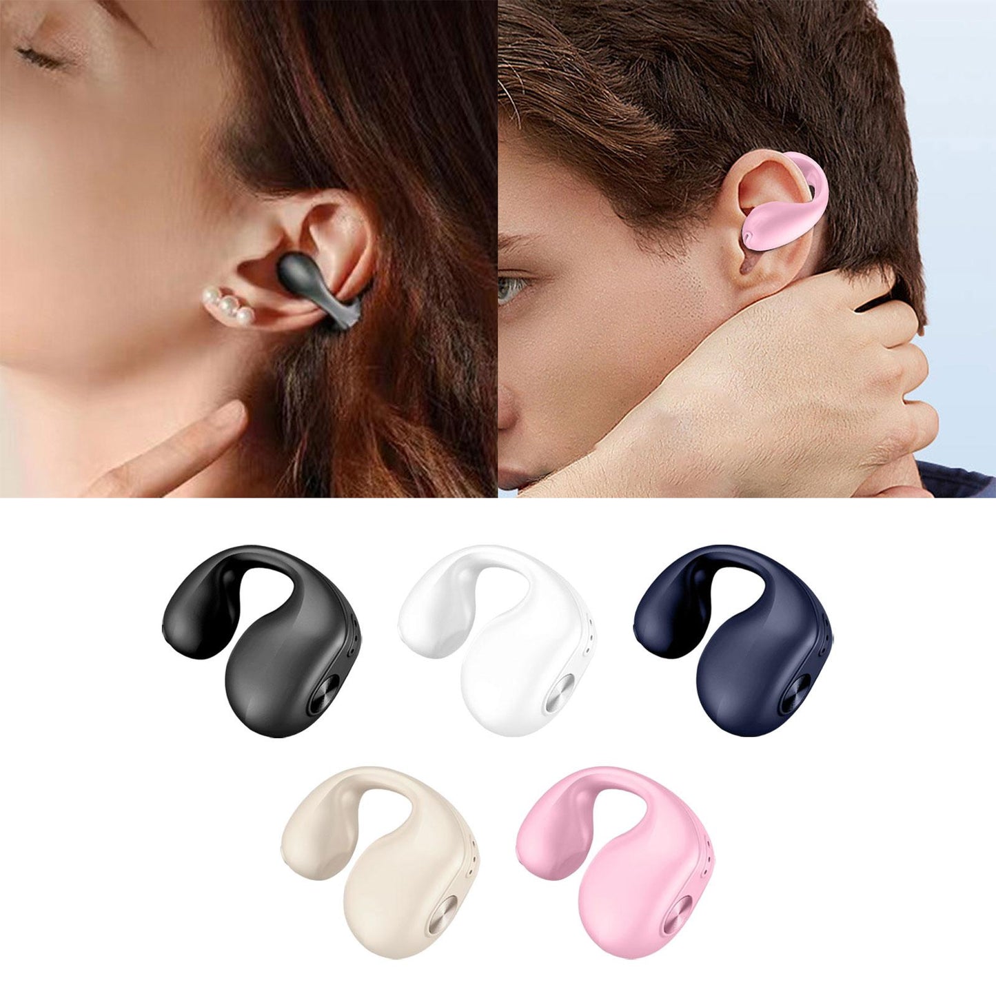 1 Piece Ear Clip Wireless Headset Portable HiFi Sound for Driving Business Black
