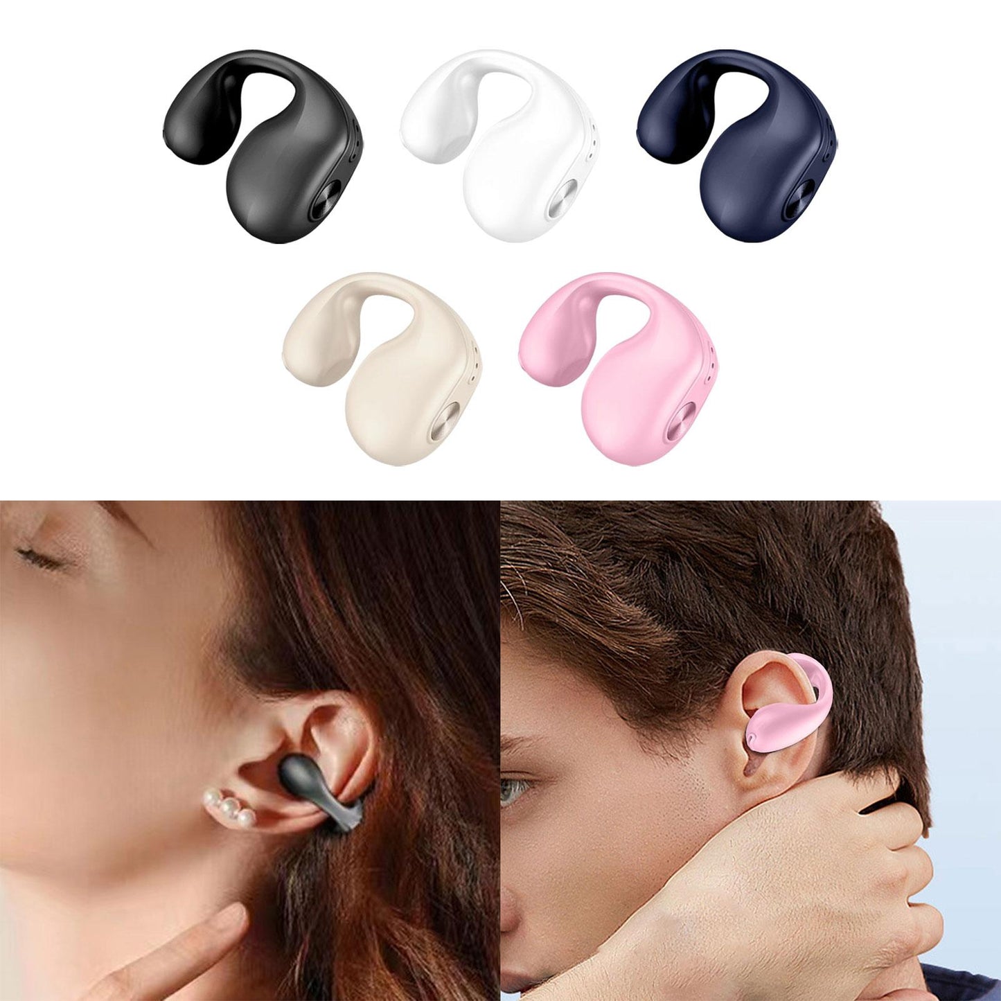 1 Piece Ear Clip Wireless Headset Portable HiFi Sound for Driving Business Black