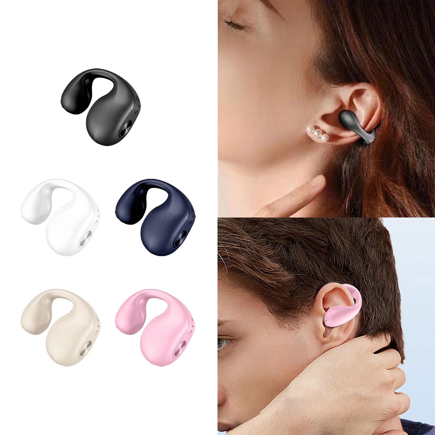 1 Piece Ear Clip Wireless Headset Portable HiFi Sound for Driving Business Black