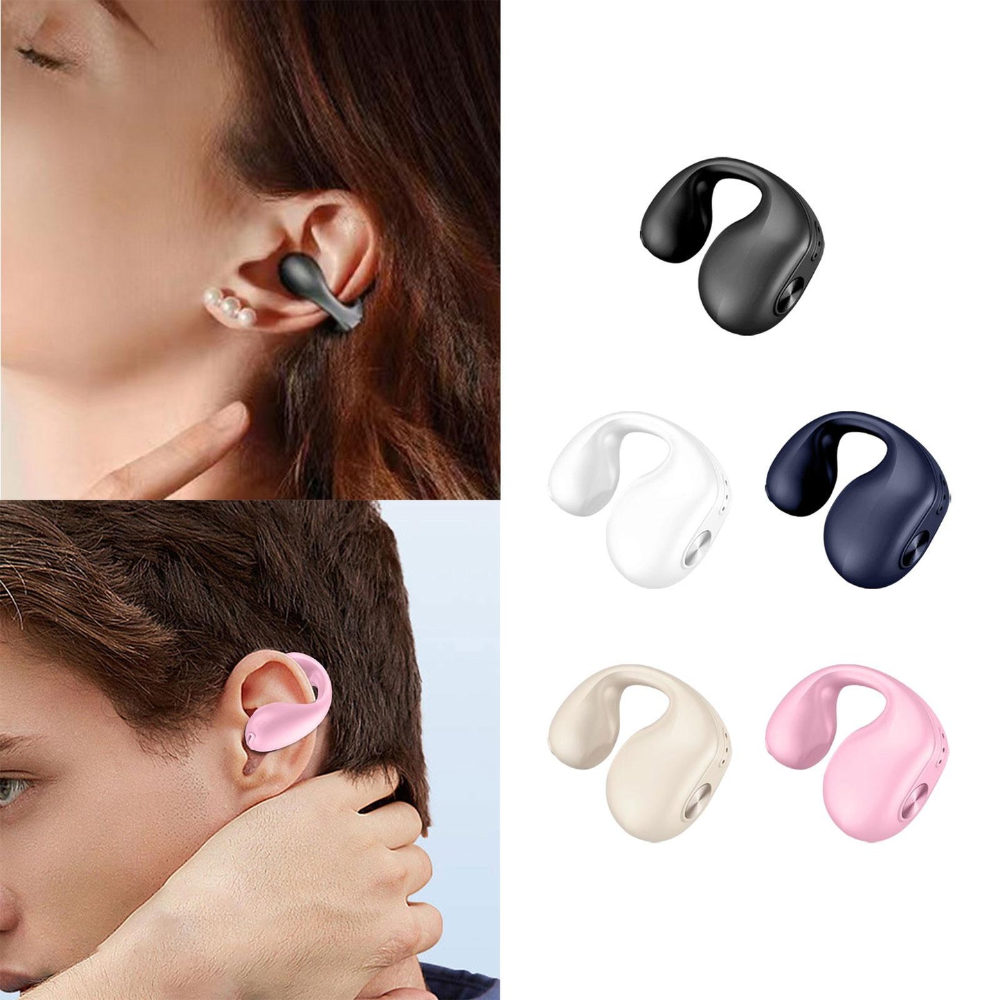 1 Piece Ear Clip Wireless Headset Portable HiFi Sound for Driving Business Black